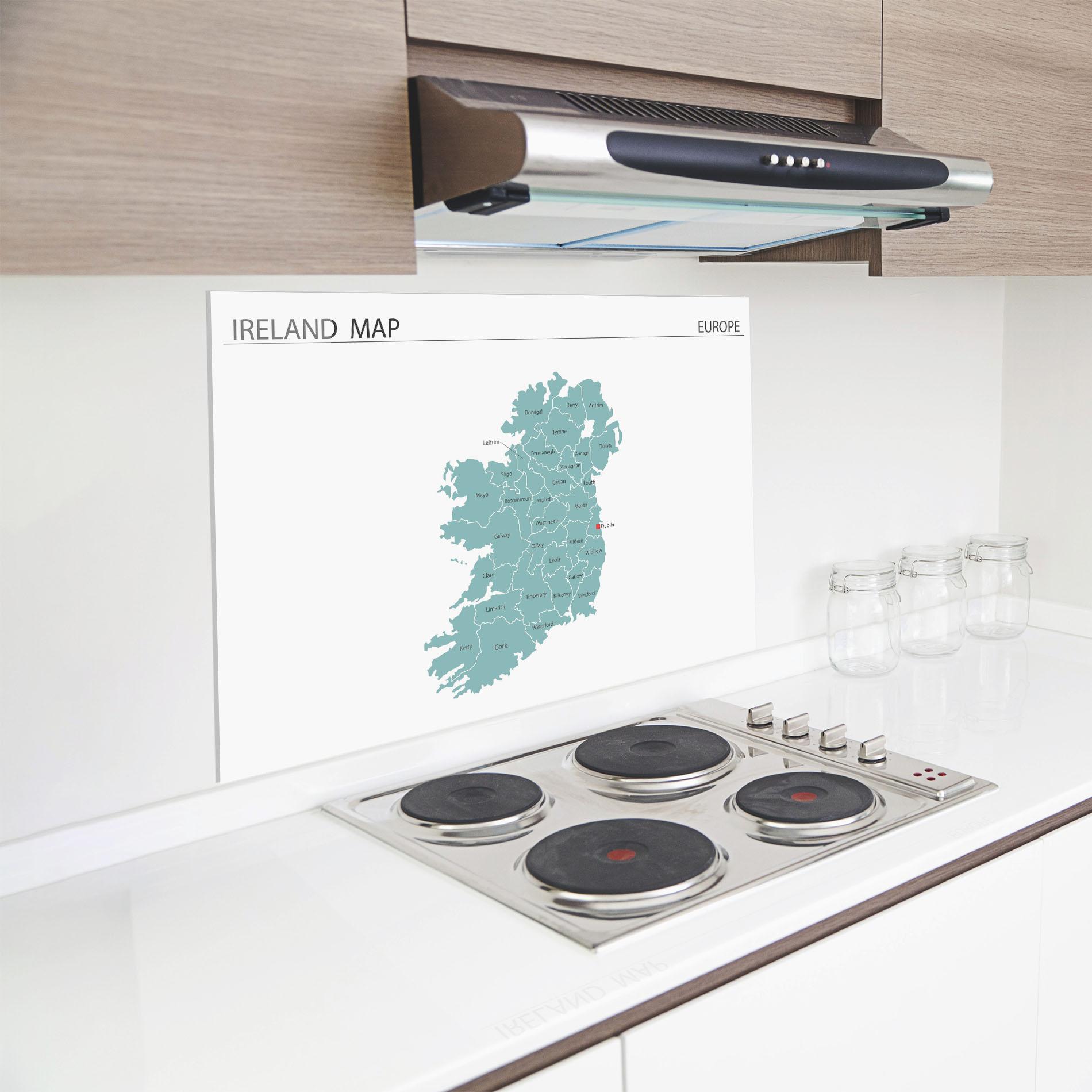 Küchenrückwand Glas Ireland Map mockup 8