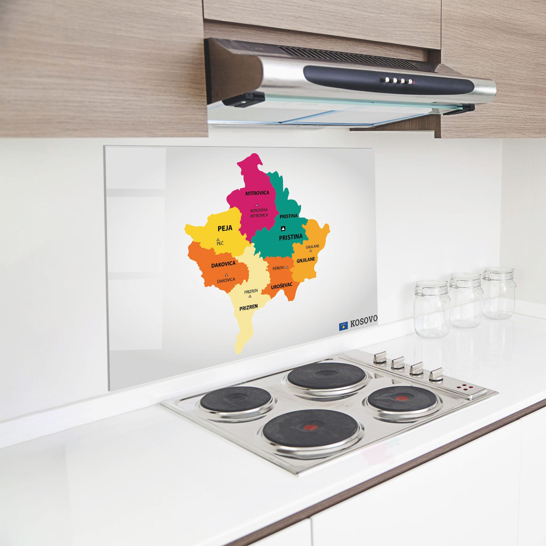 Küchenrückwand Glas Kosovo Color Map mockup 8
