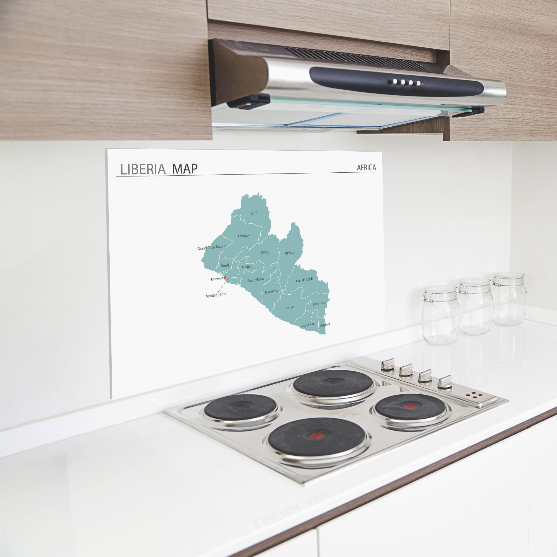 Küchenrückwand Glas Liberia Map mockup 8