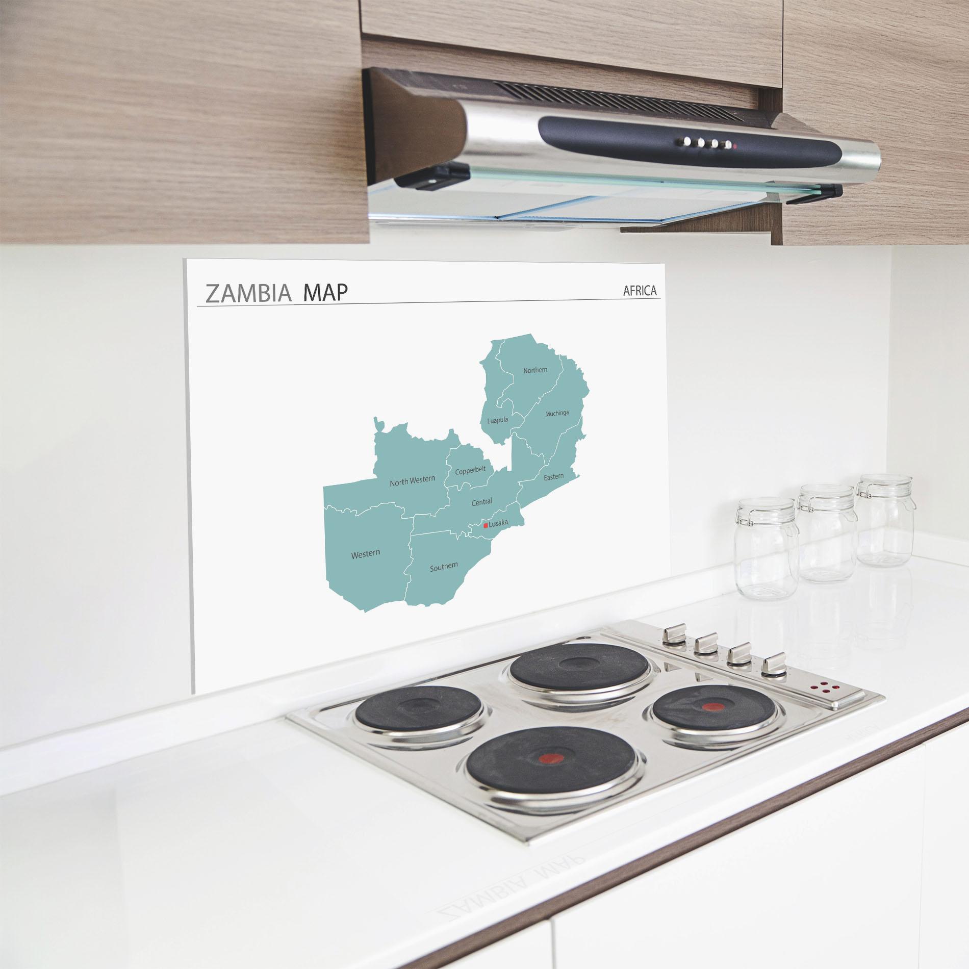 Küchenrückwand Glas Zambia Map mockup 8