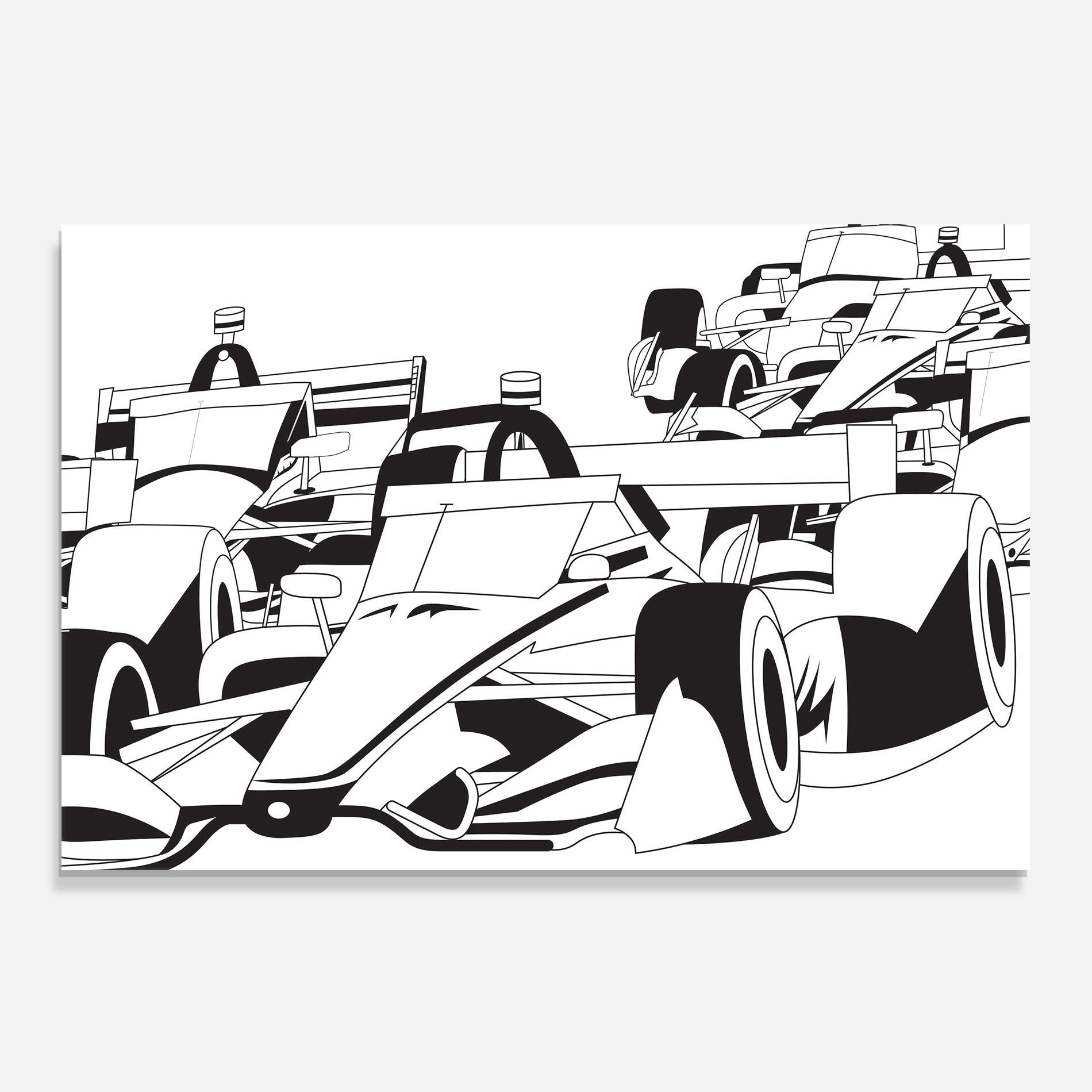Küchenrückwand Glas Grand Prix Cars mockup 0