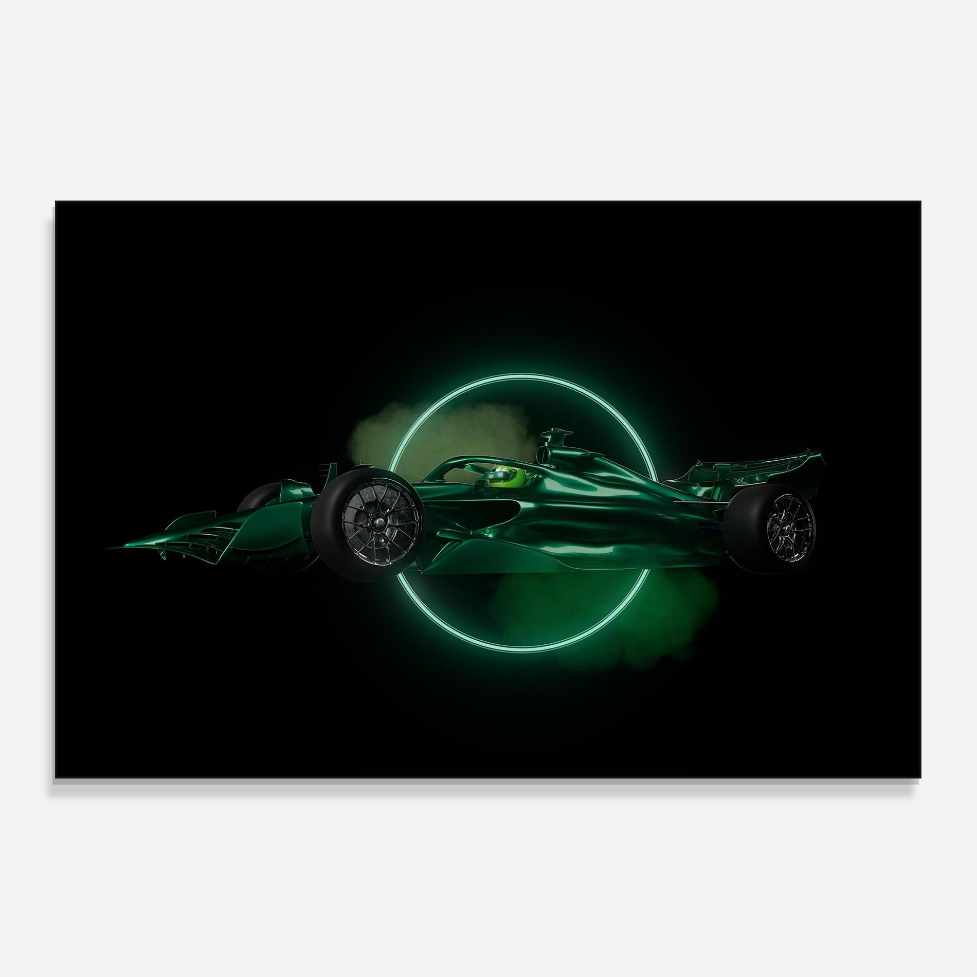 Küchenrückwand Glas Green Racing Car mockup 0