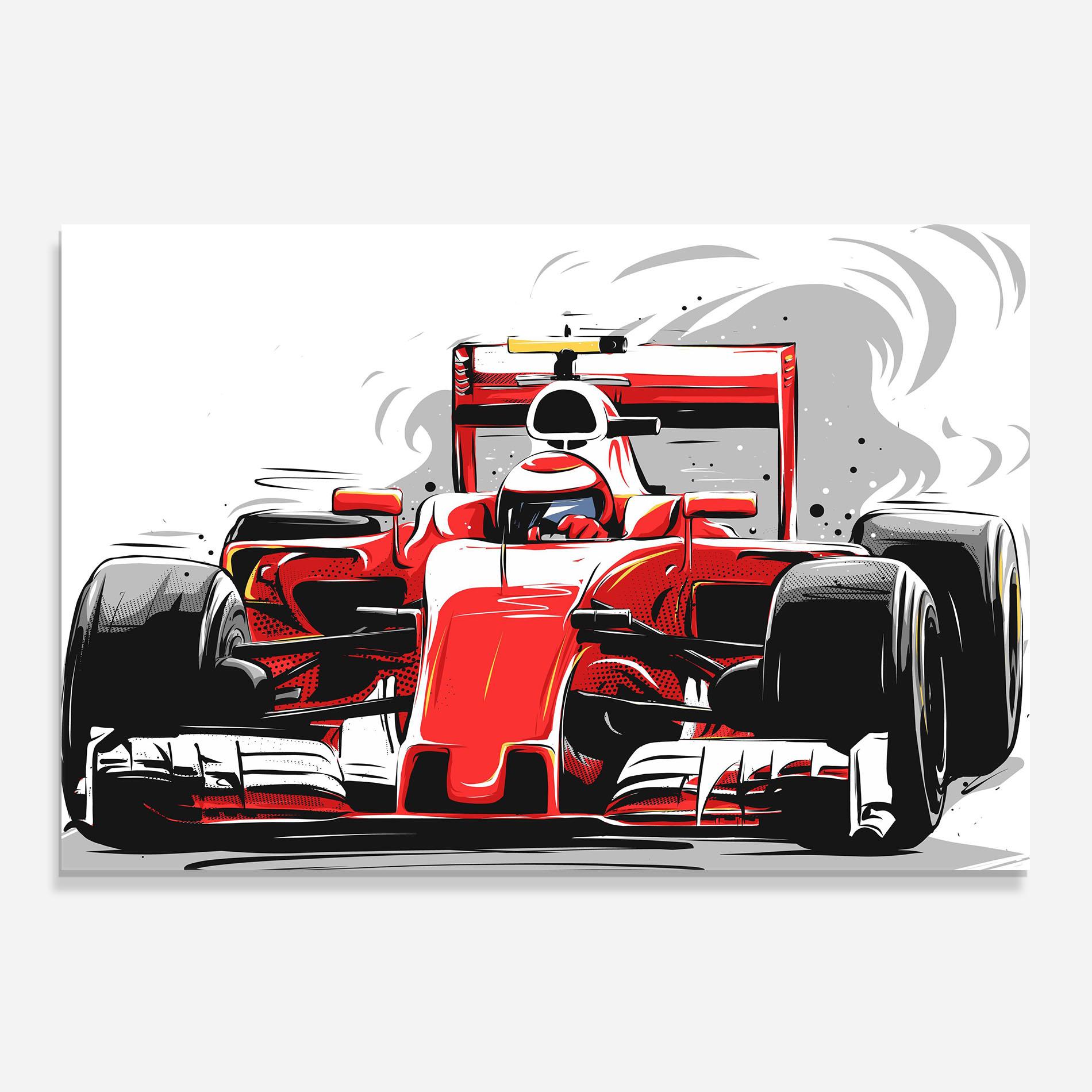Küchenrückwand Glas Red F1 Car Art mockup 0