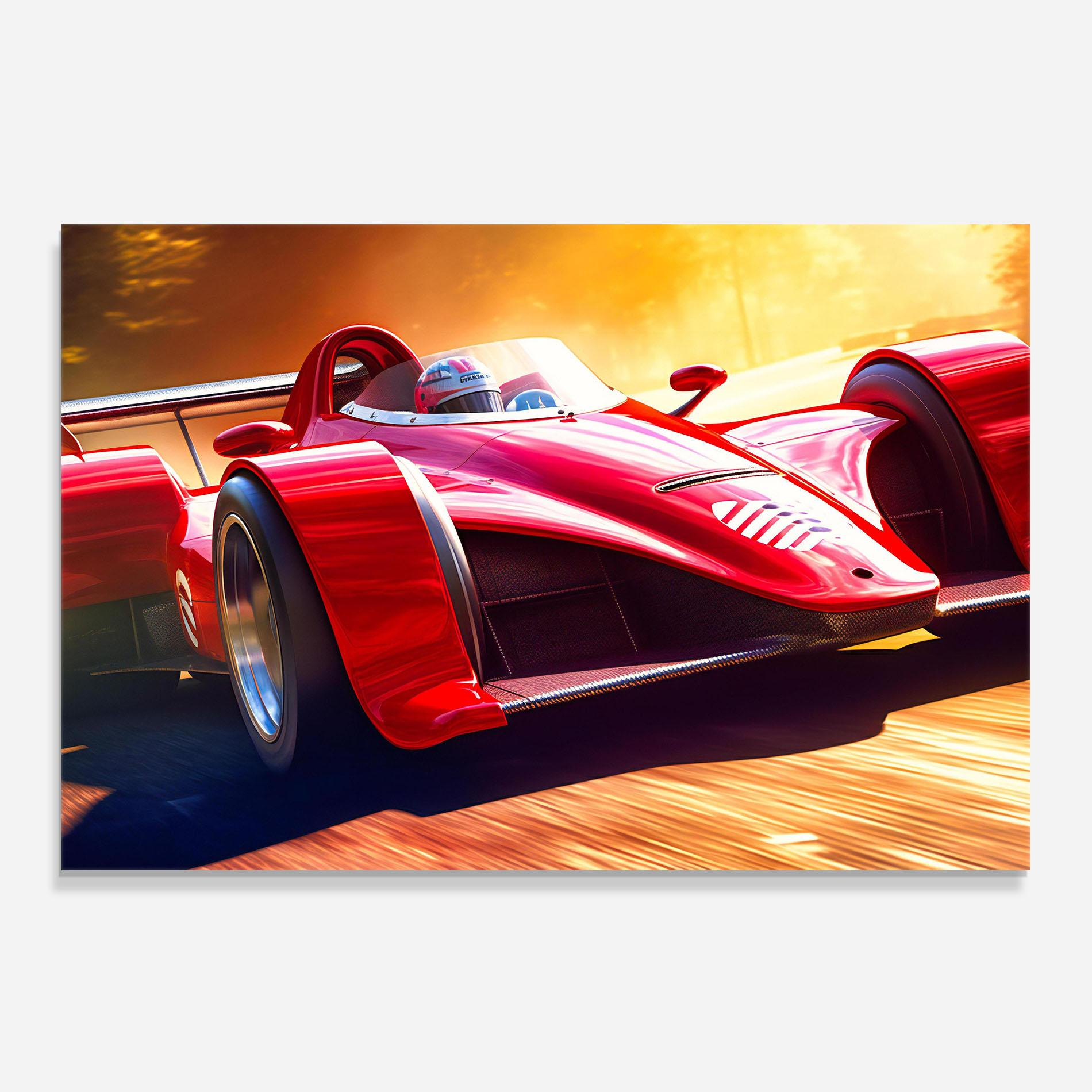 Küchenrückwand Glas Red Race Car mockup 0