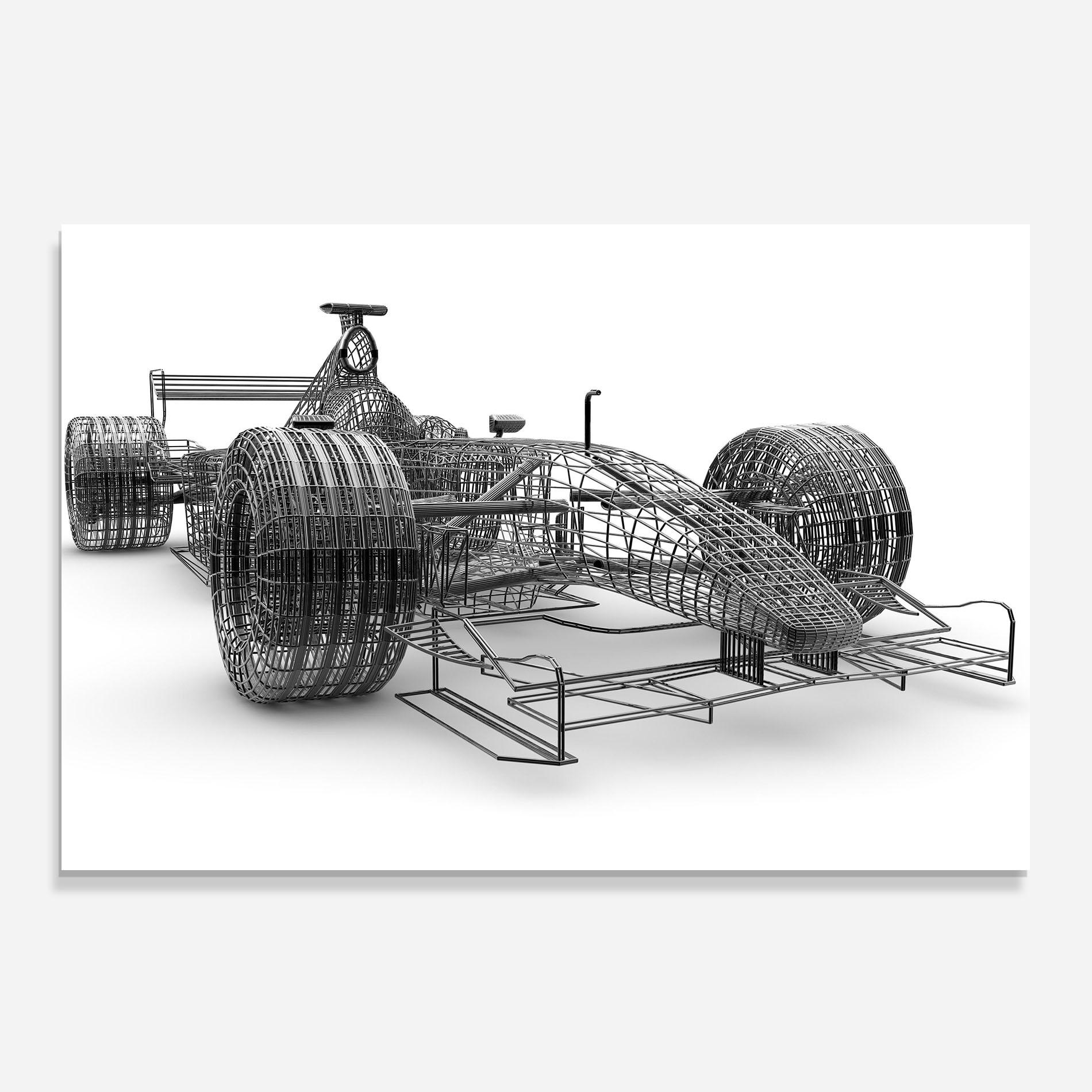 Küchenrückwand Glas Wireframe F1 Car mockup 0