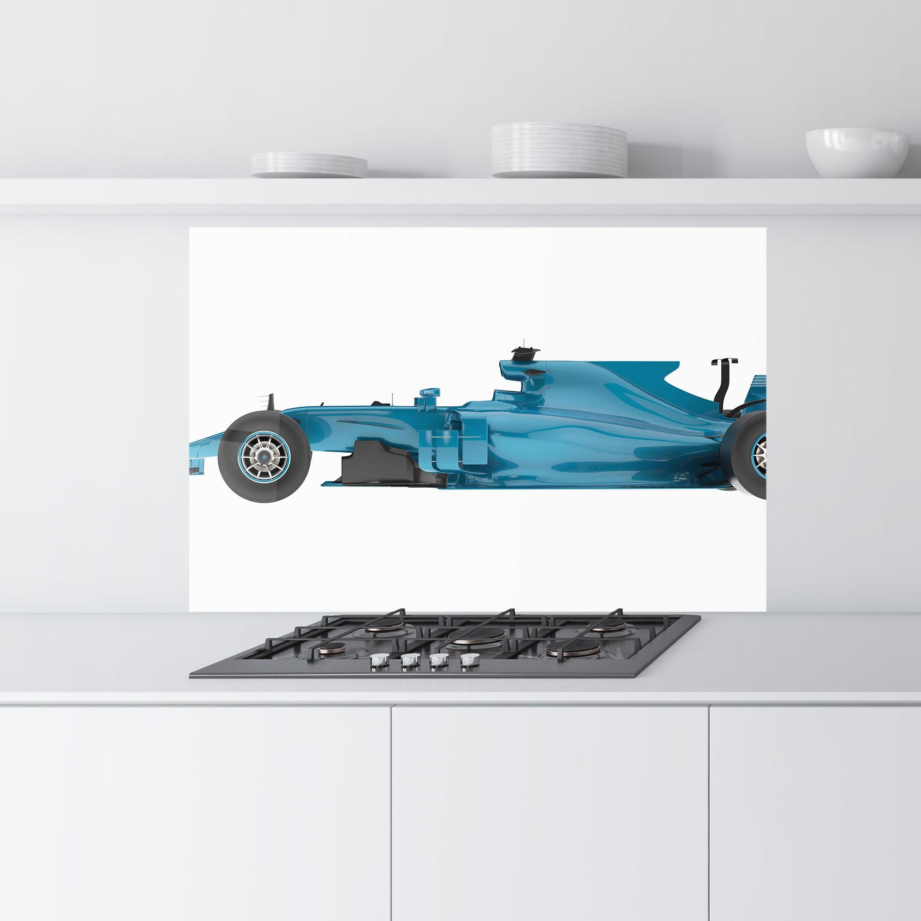 Küchenrückwand Glas Blue F1 Toy mockup 9
