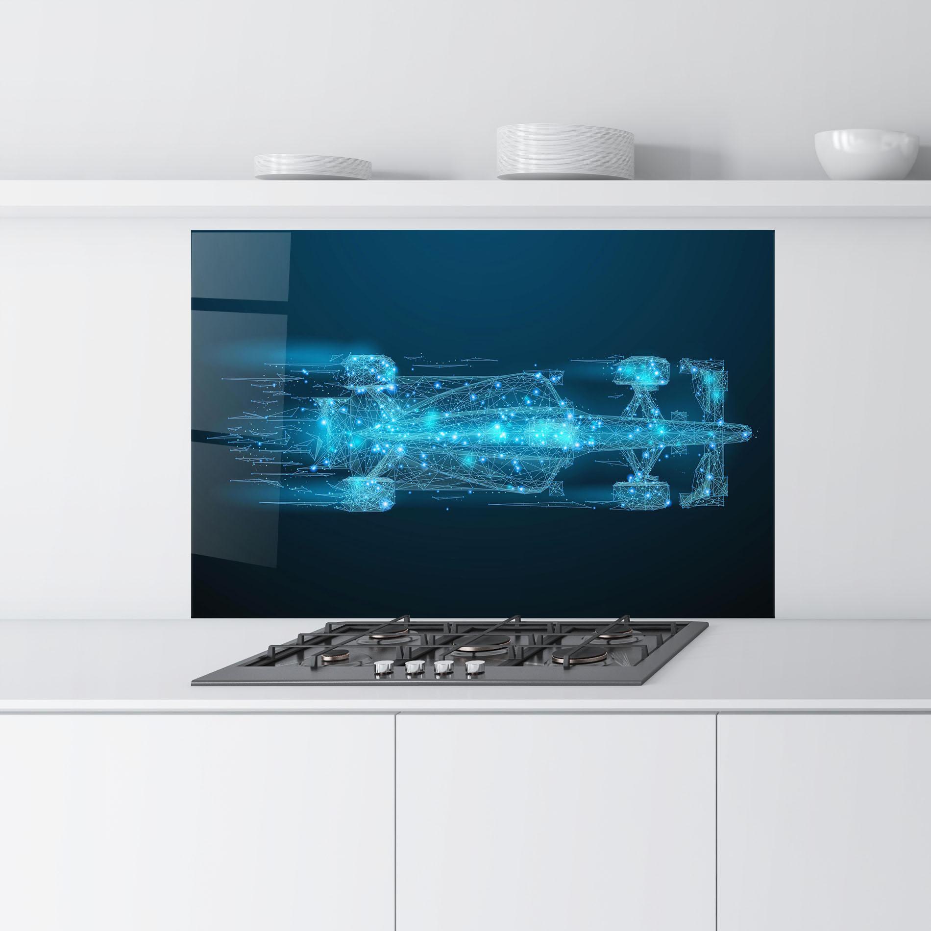 Küchenrückwand Glas Blue Light F1 mockup 9