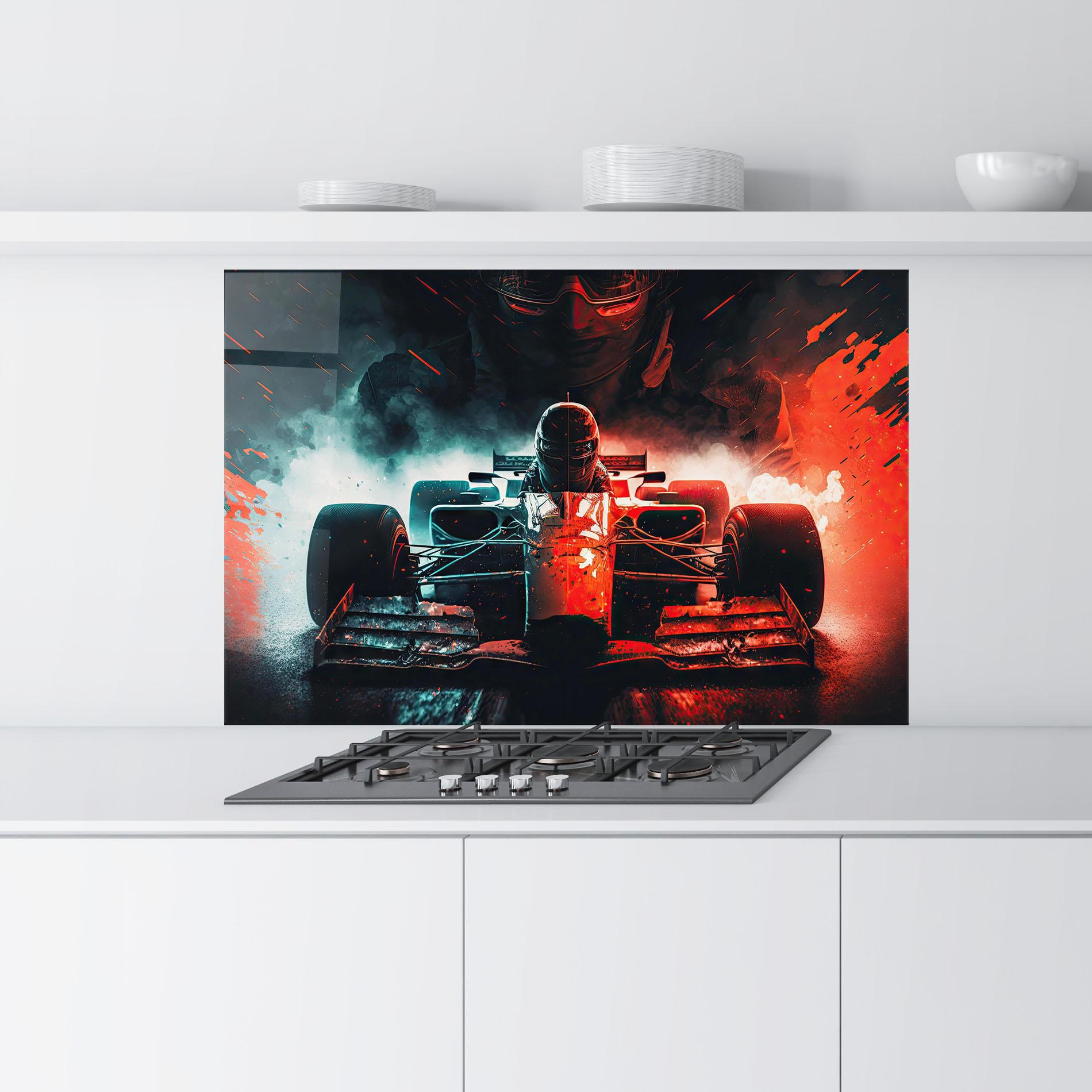Küchenrückwand Glas Blue Red F1 mockup 9