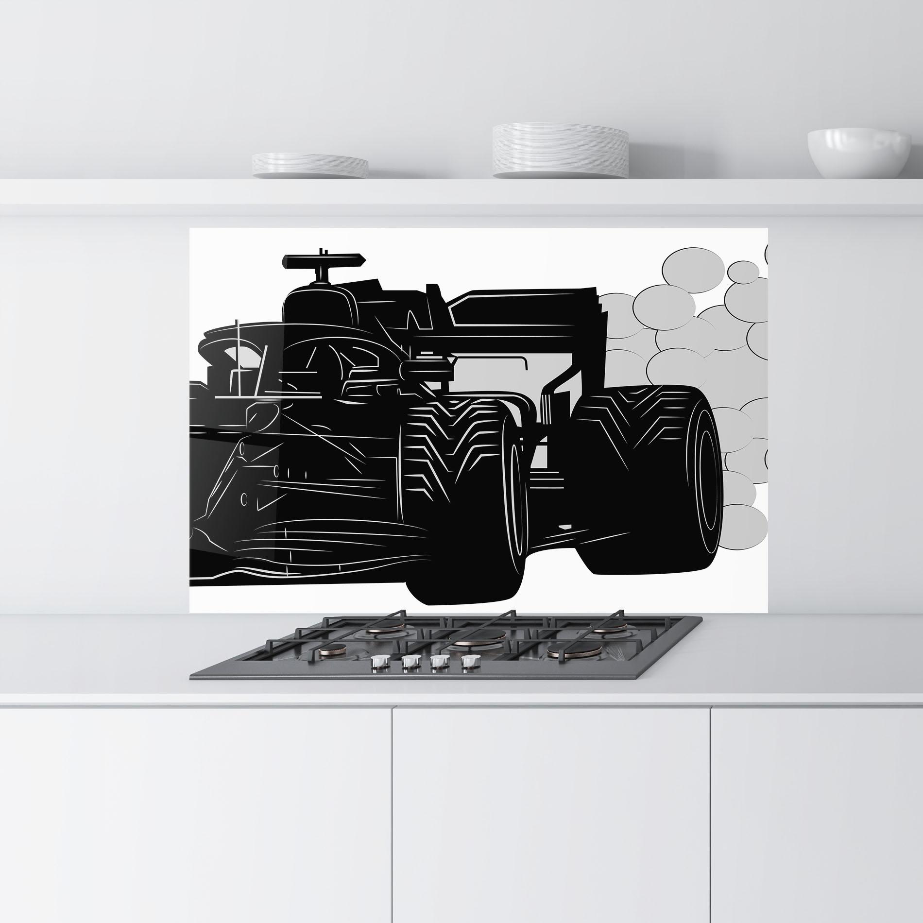 Küchenrückwand Glas Car F1 Smoke mockup 9