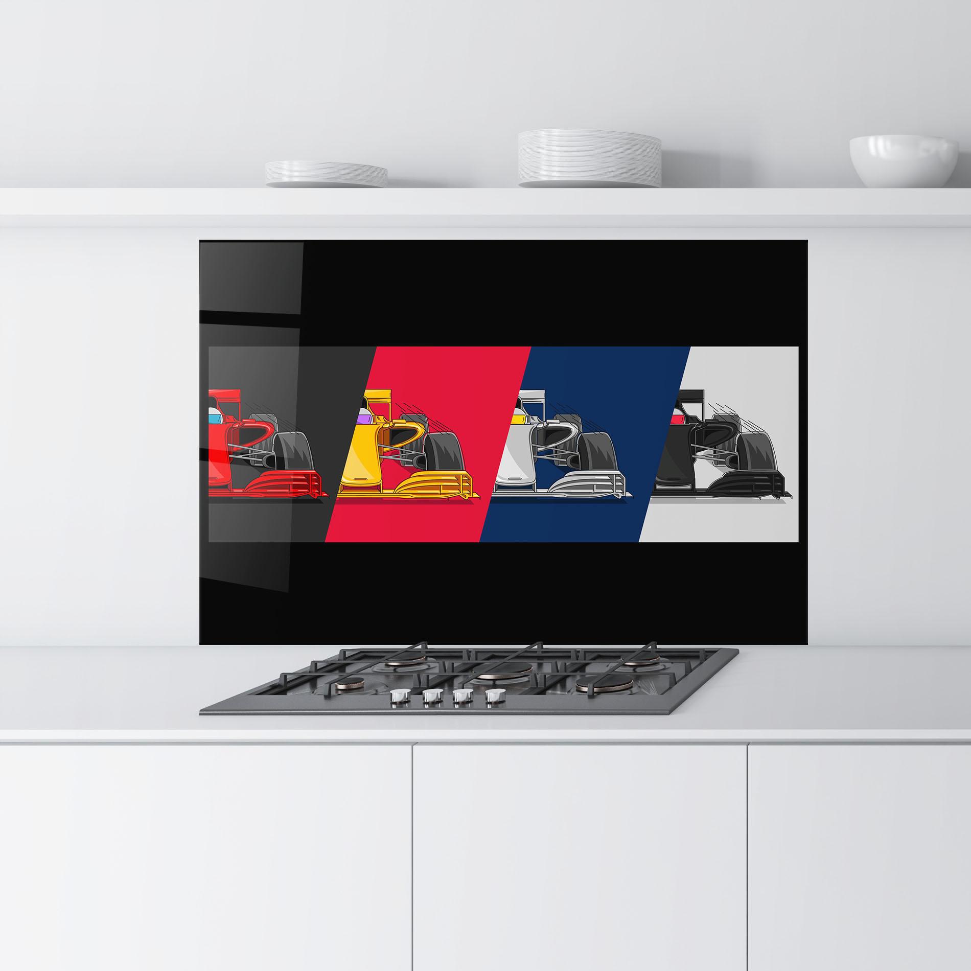 Küchenrückwand Glas F1 Cars mockup 9