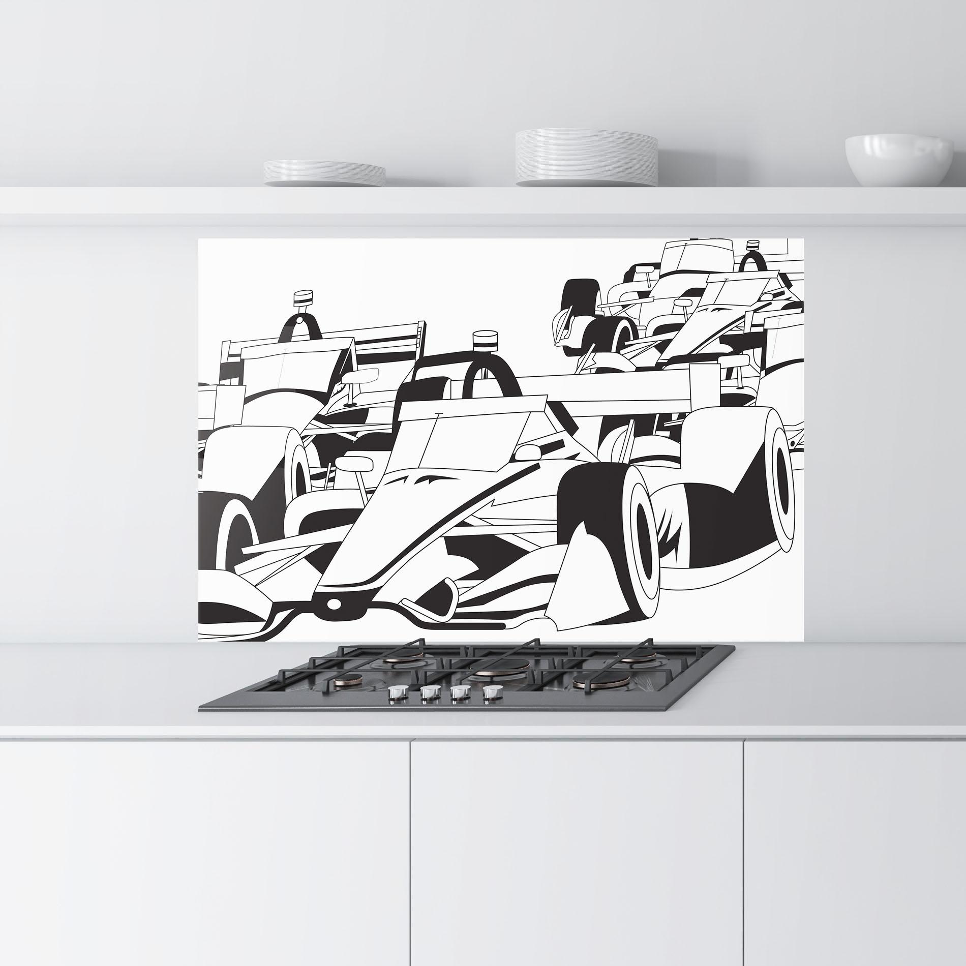Küchenrückwand Glas Grand Prix Cars mockup 9
