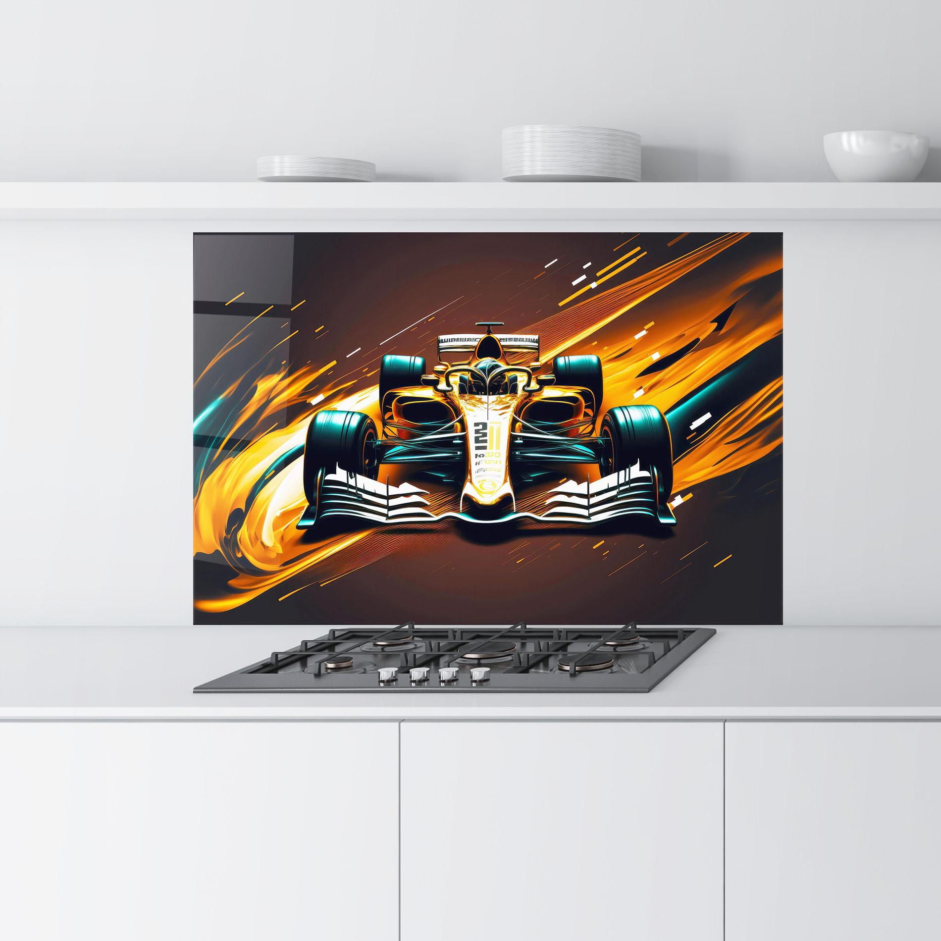 Küchenrückwand Glas Orange Racing Car mockup 9
