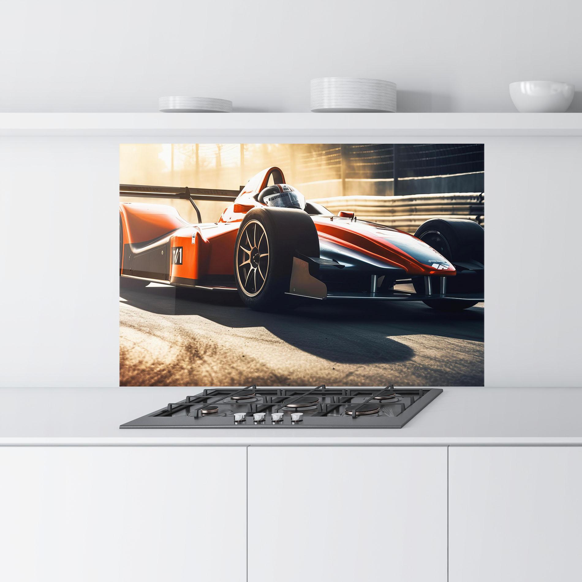 Küchenrückwand Glas Orange Sport F1 mockup 9