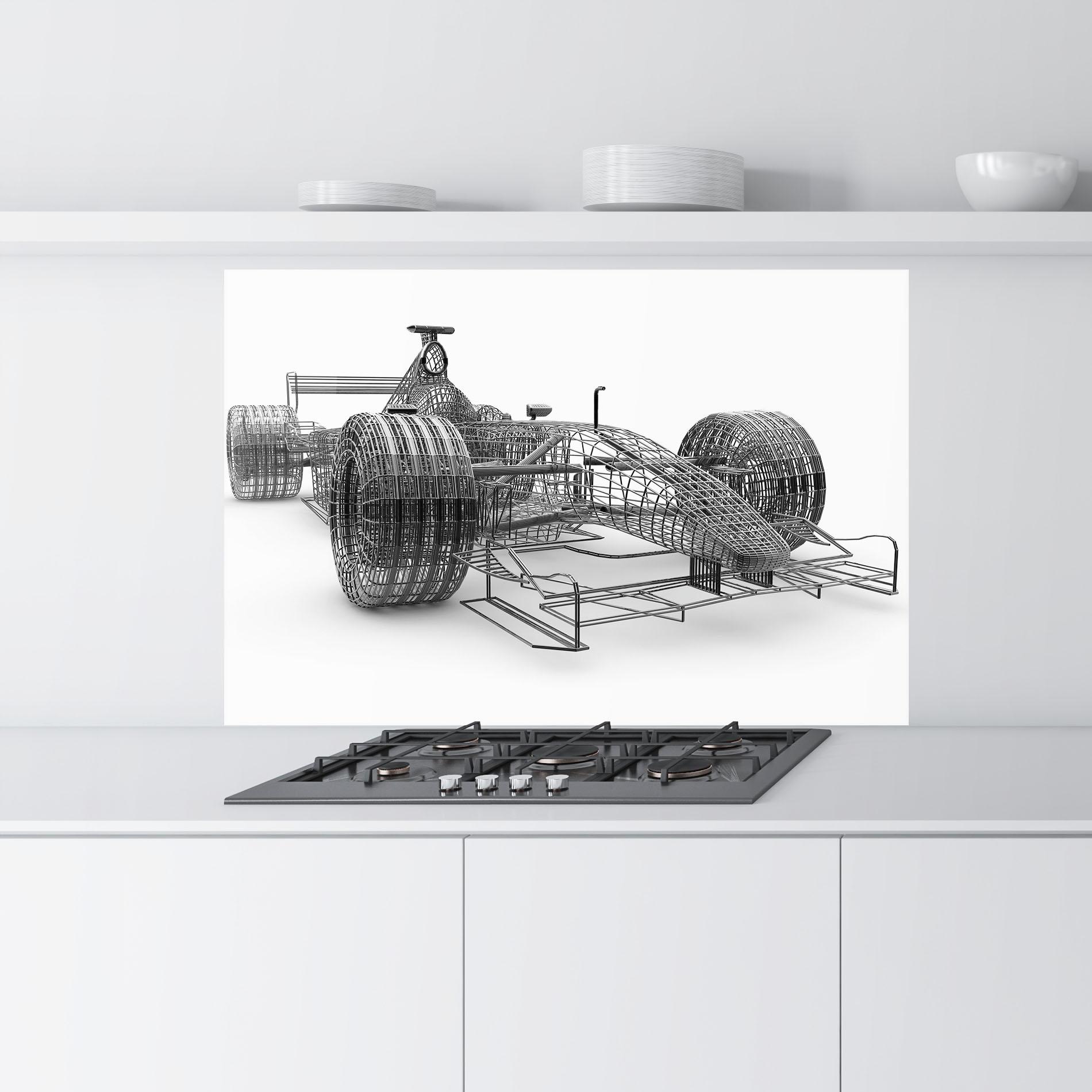 Küchenrückwand Glas Wireframe F1 Car mockup 9