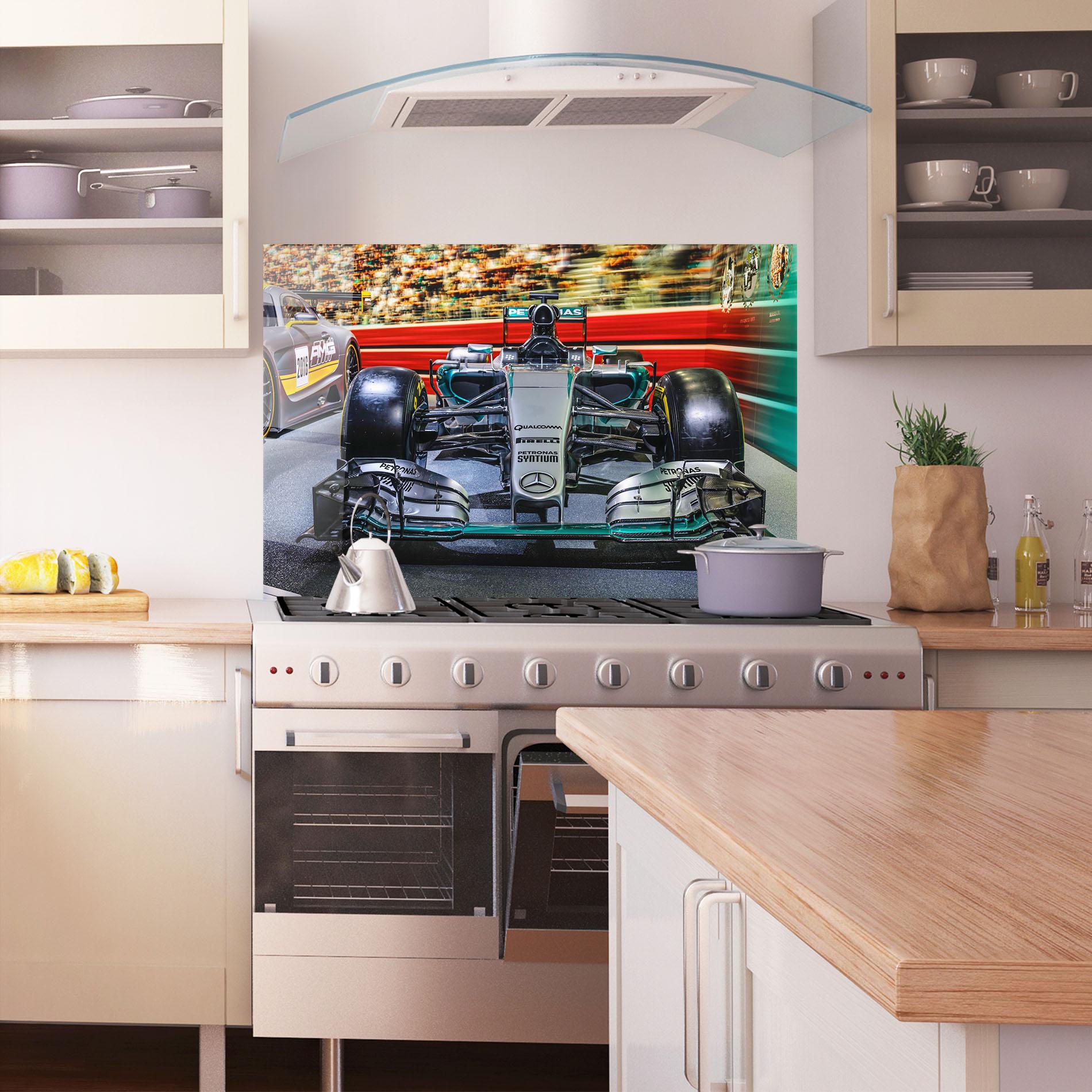 Küchenrückwand Glas Black Green F1 mockup 1