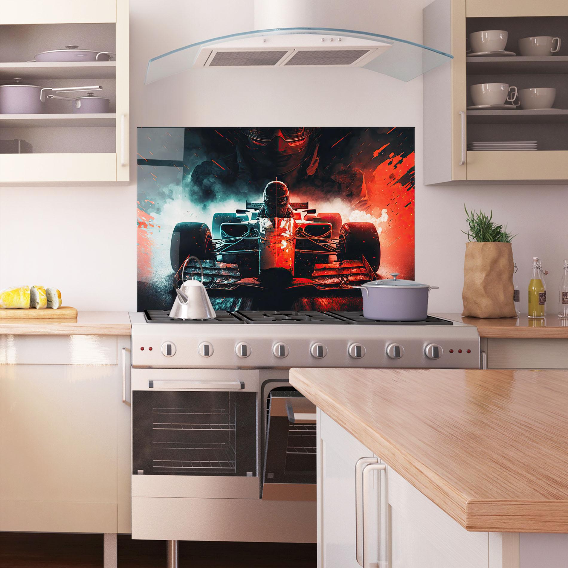 Küchenrückwand Glas Blue Red F1 mockup 1