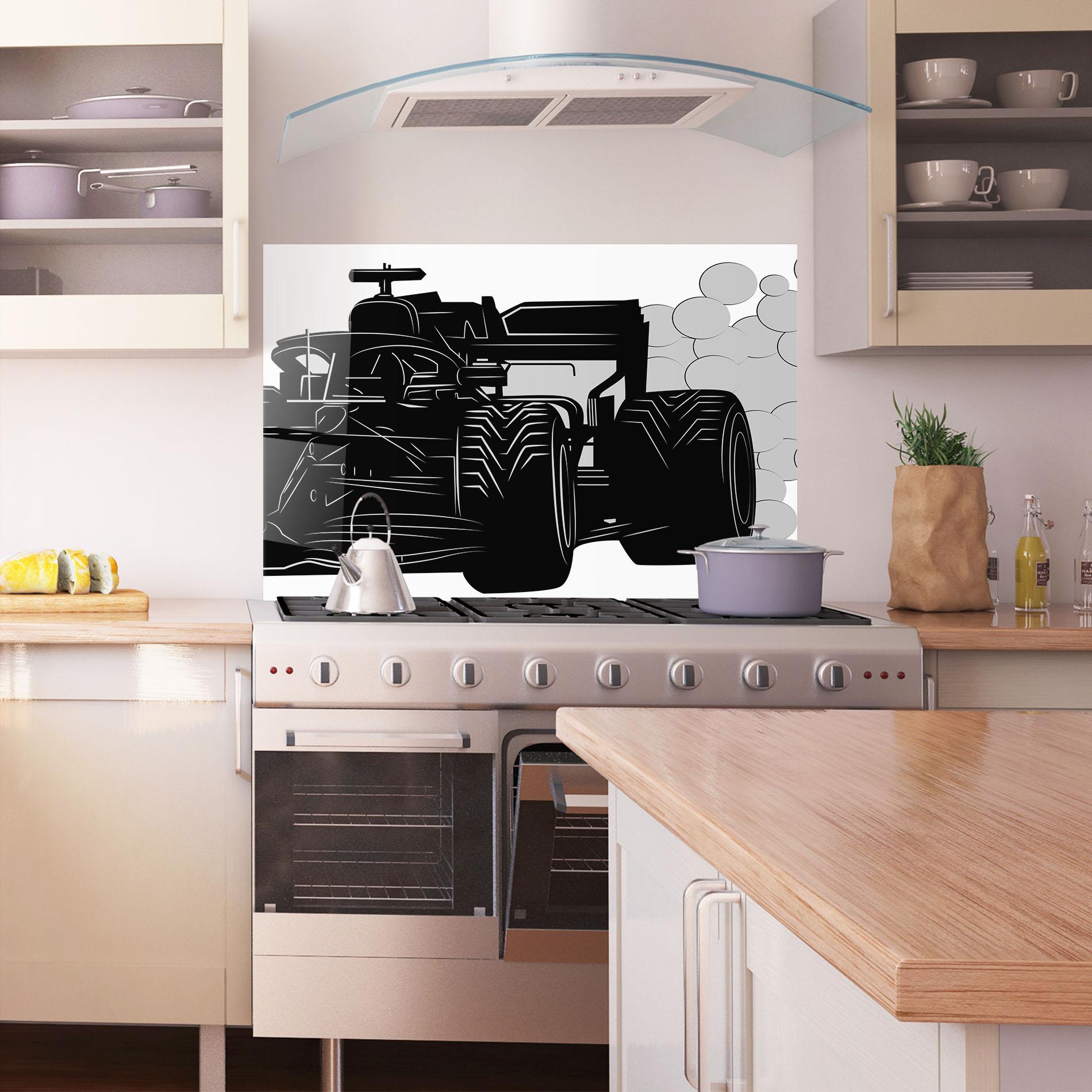 Küchenrückwand Glas Car F1 Smoke mockup 1