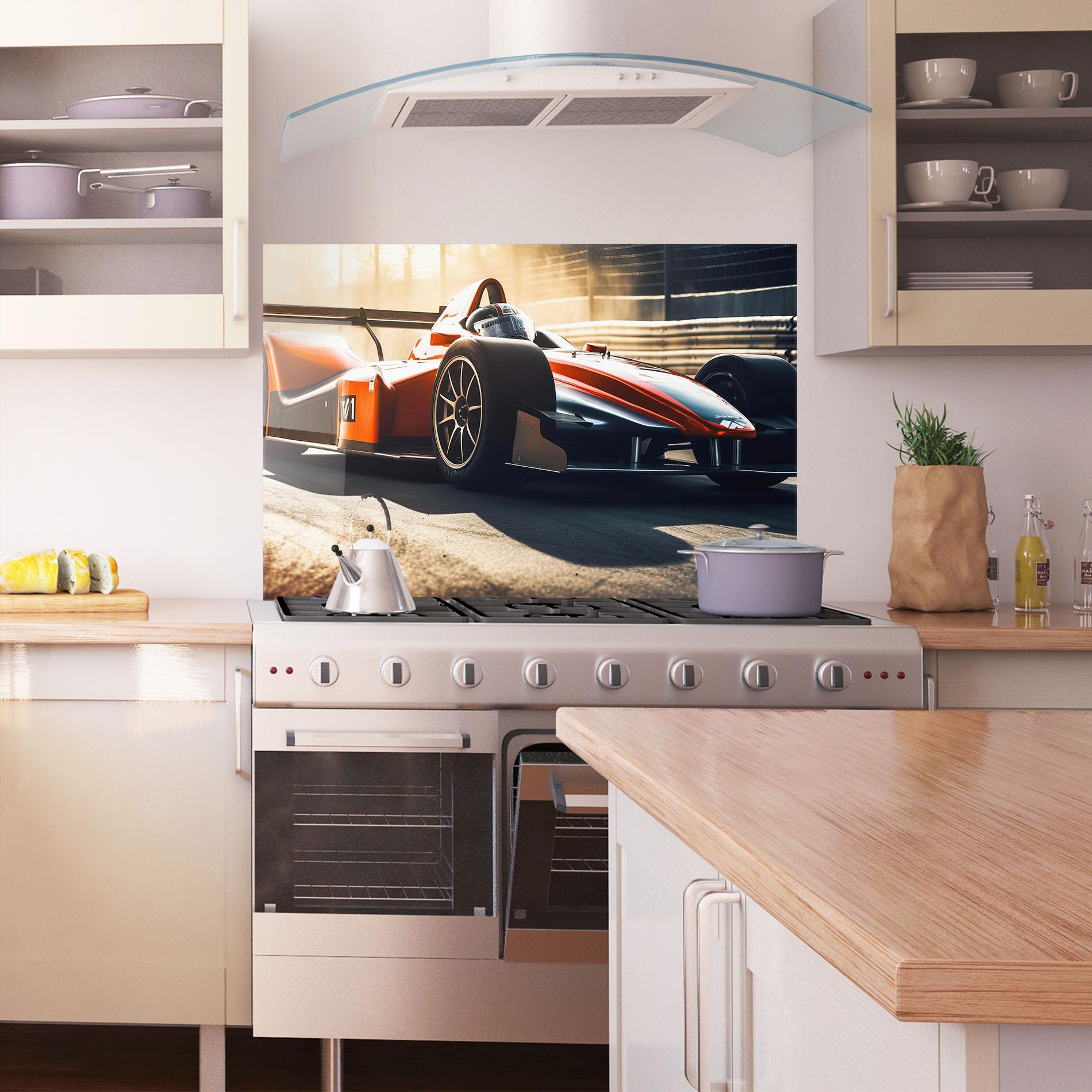 Küchenrückwand Glas Orange Sport F1 mockup 1