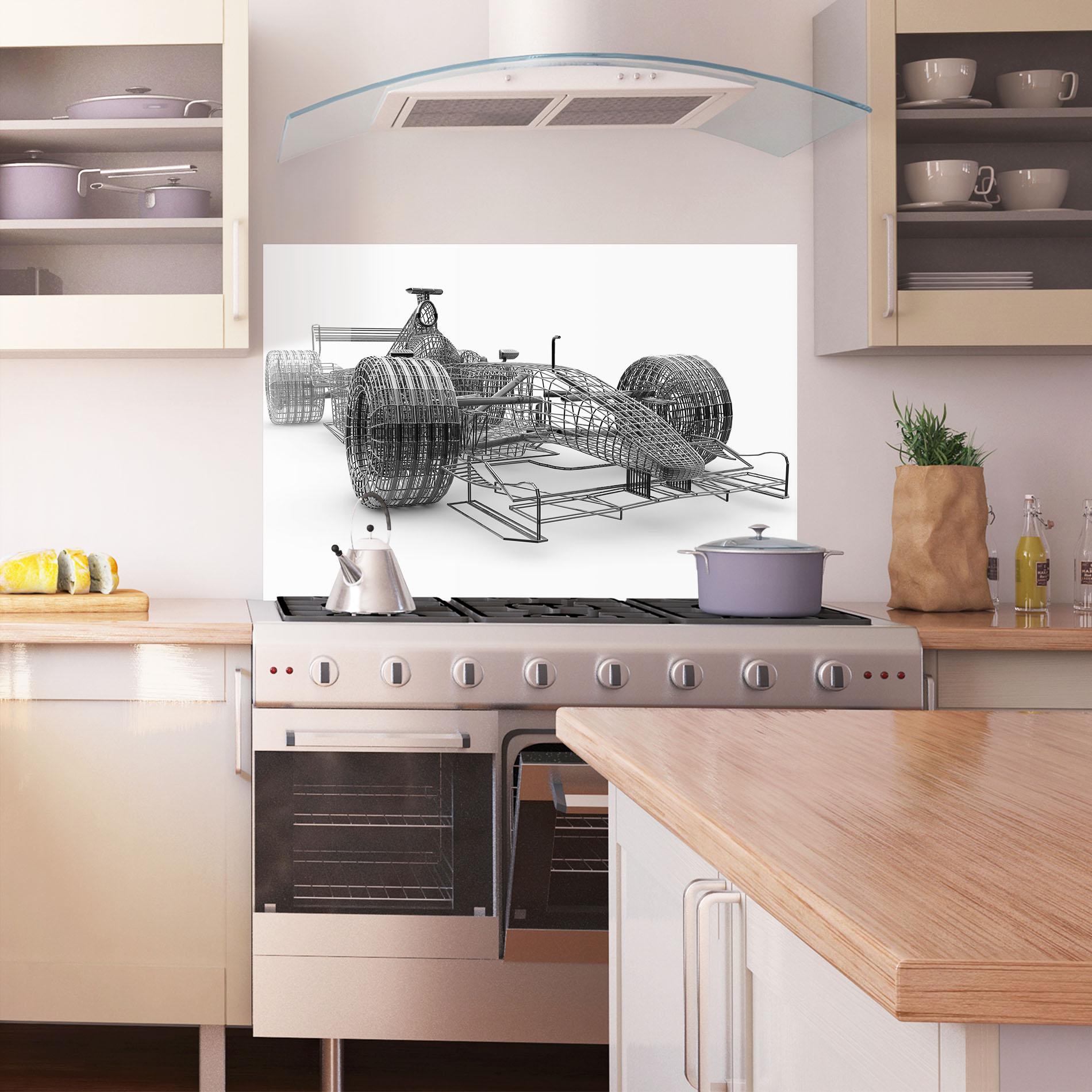 Küchenrückwand Glas Wireframe F1 Car mockup 1