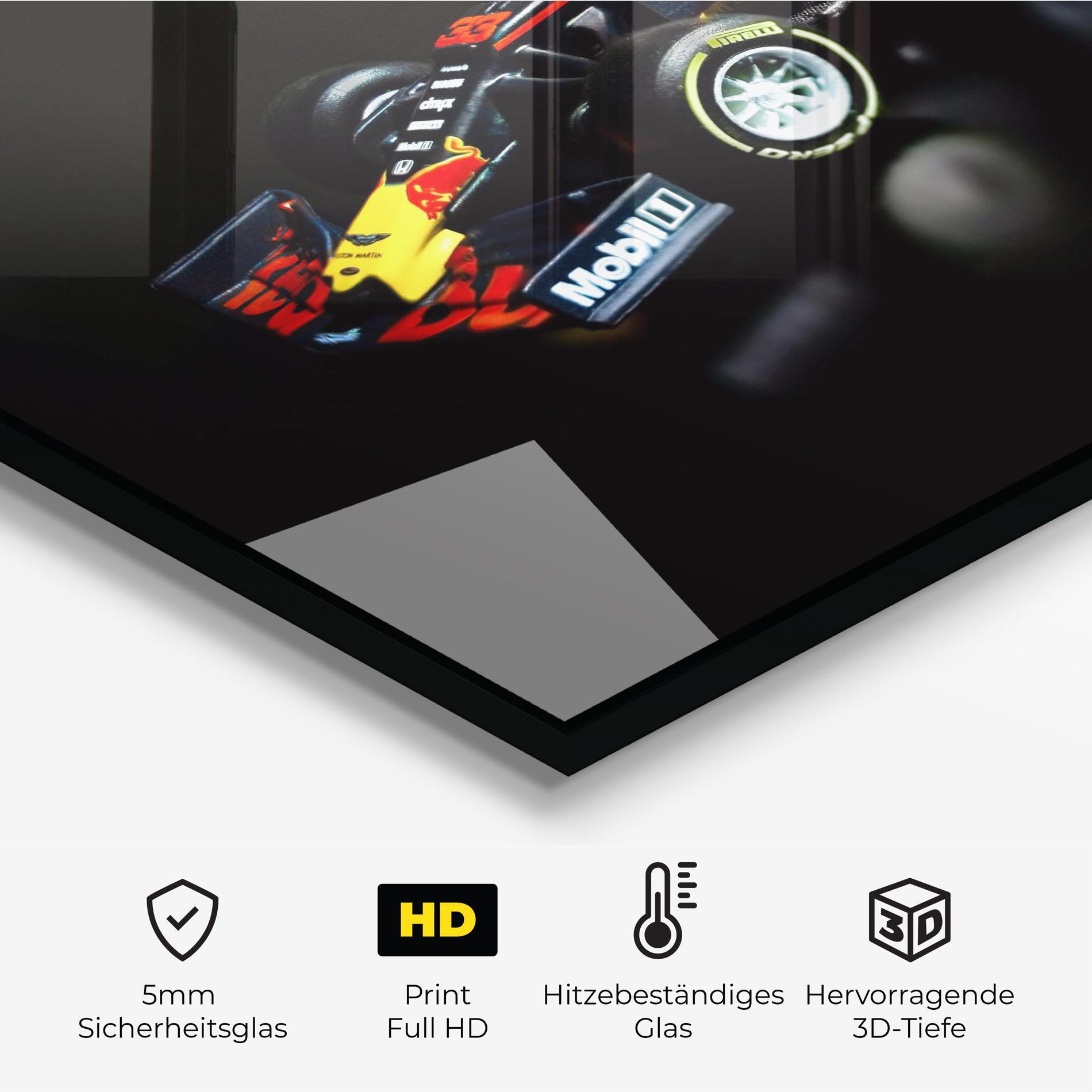 Küchenrückwand Glas Black Yellow F1 mockup 2