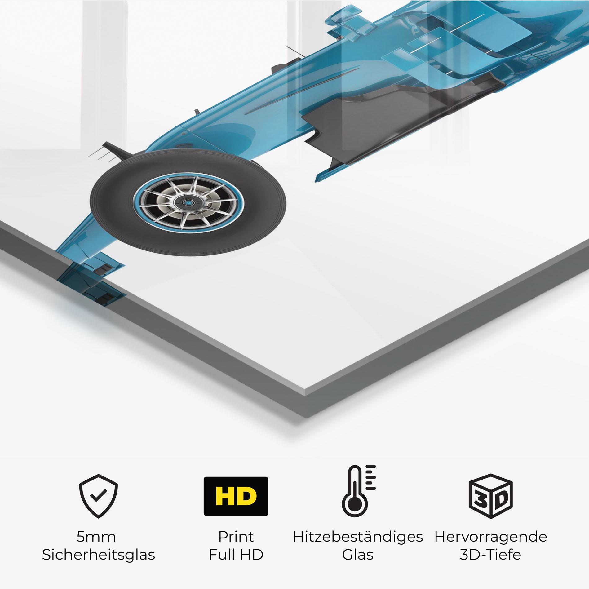 Küchenrückwand Glas Blue F1 Toy mockup 2