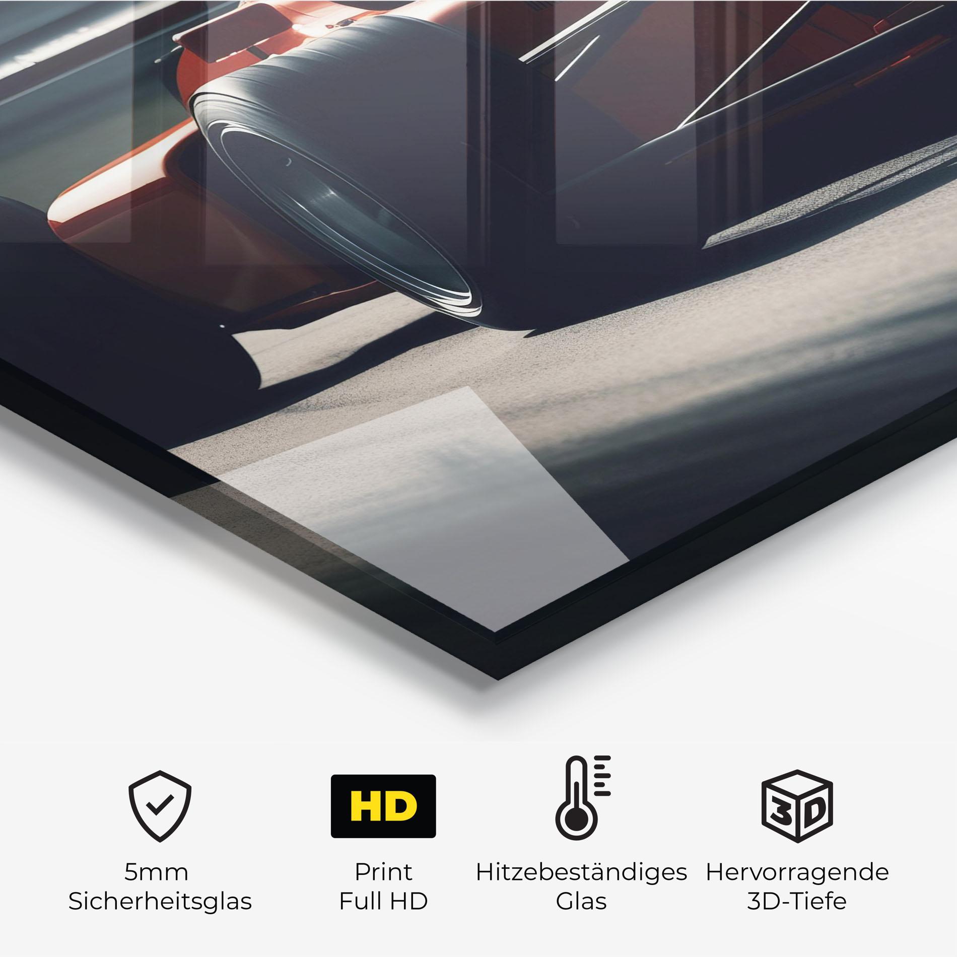 Küchenrückwand Glas Orange Car F1 mockup 2