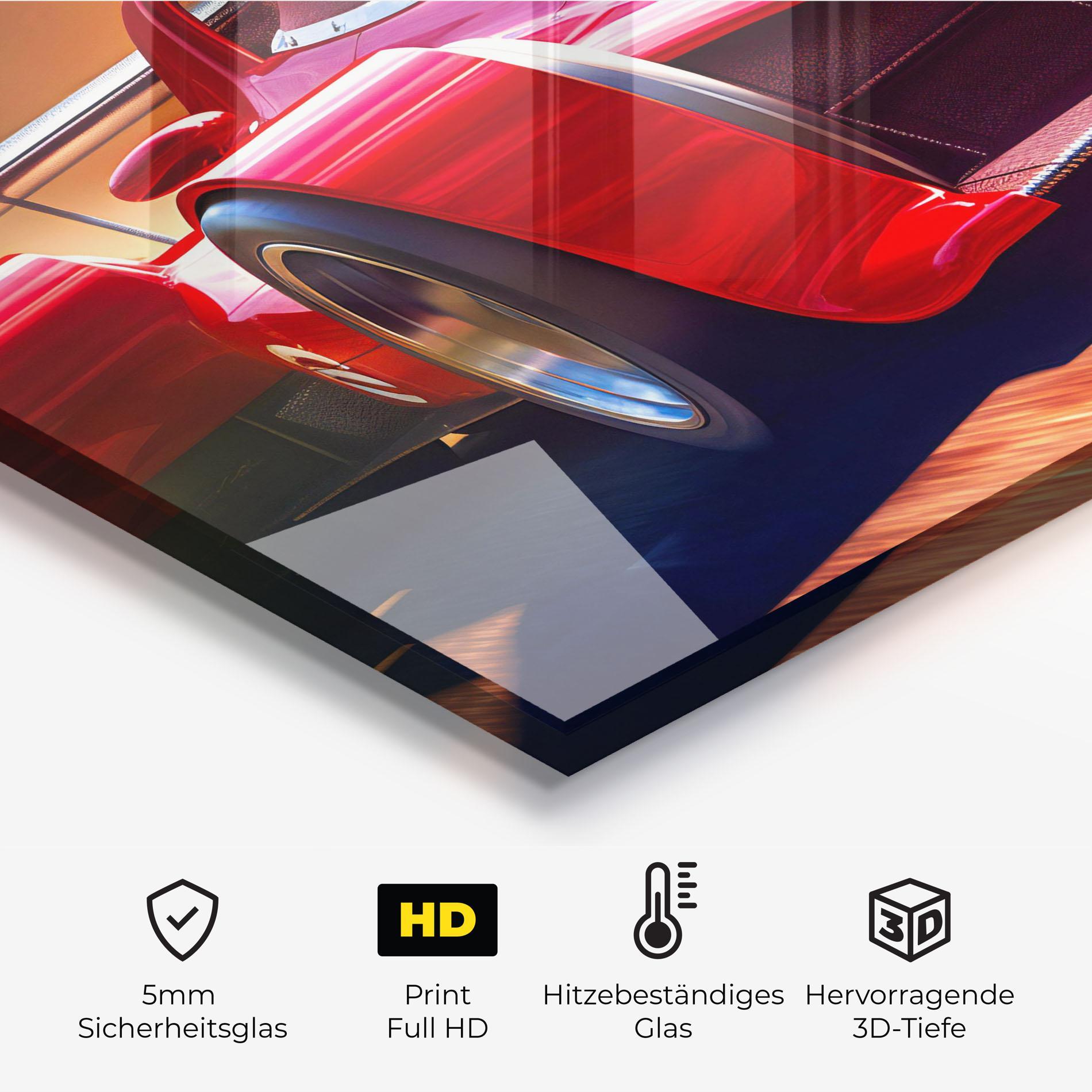 Küchenrückwand Glas Red Race Car mockup 2