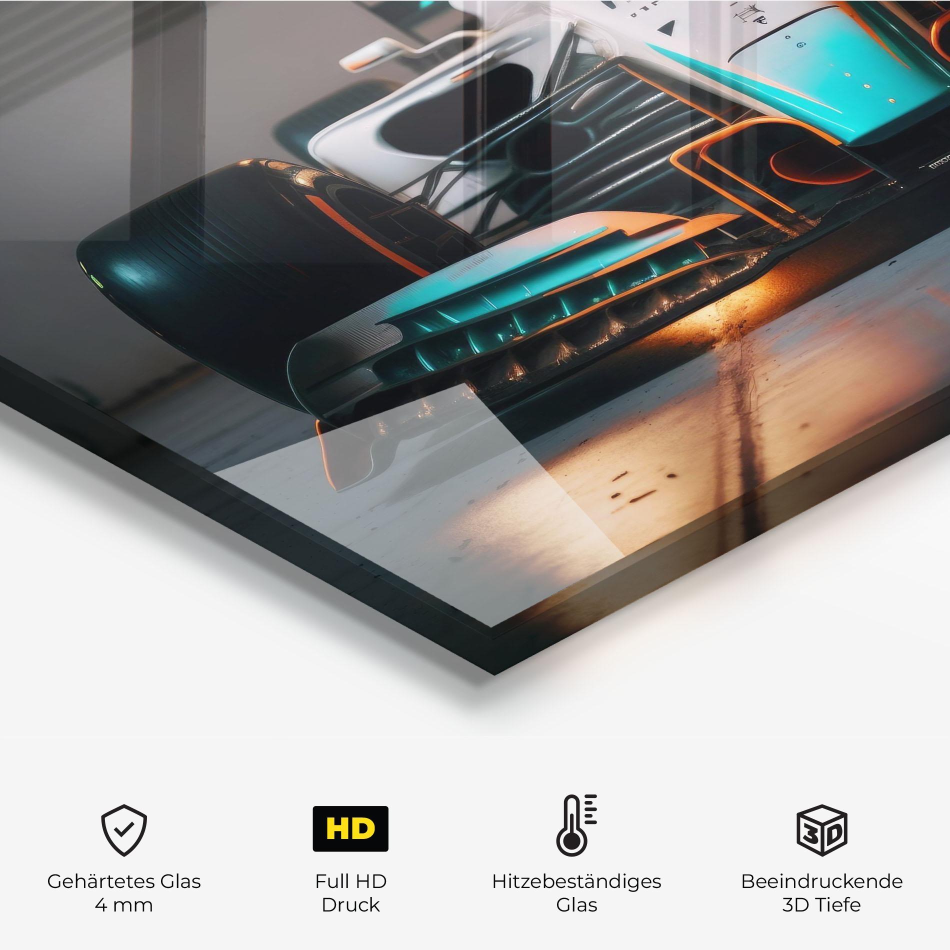 Küchenrückwand Glas Blue White F1 mockup 2