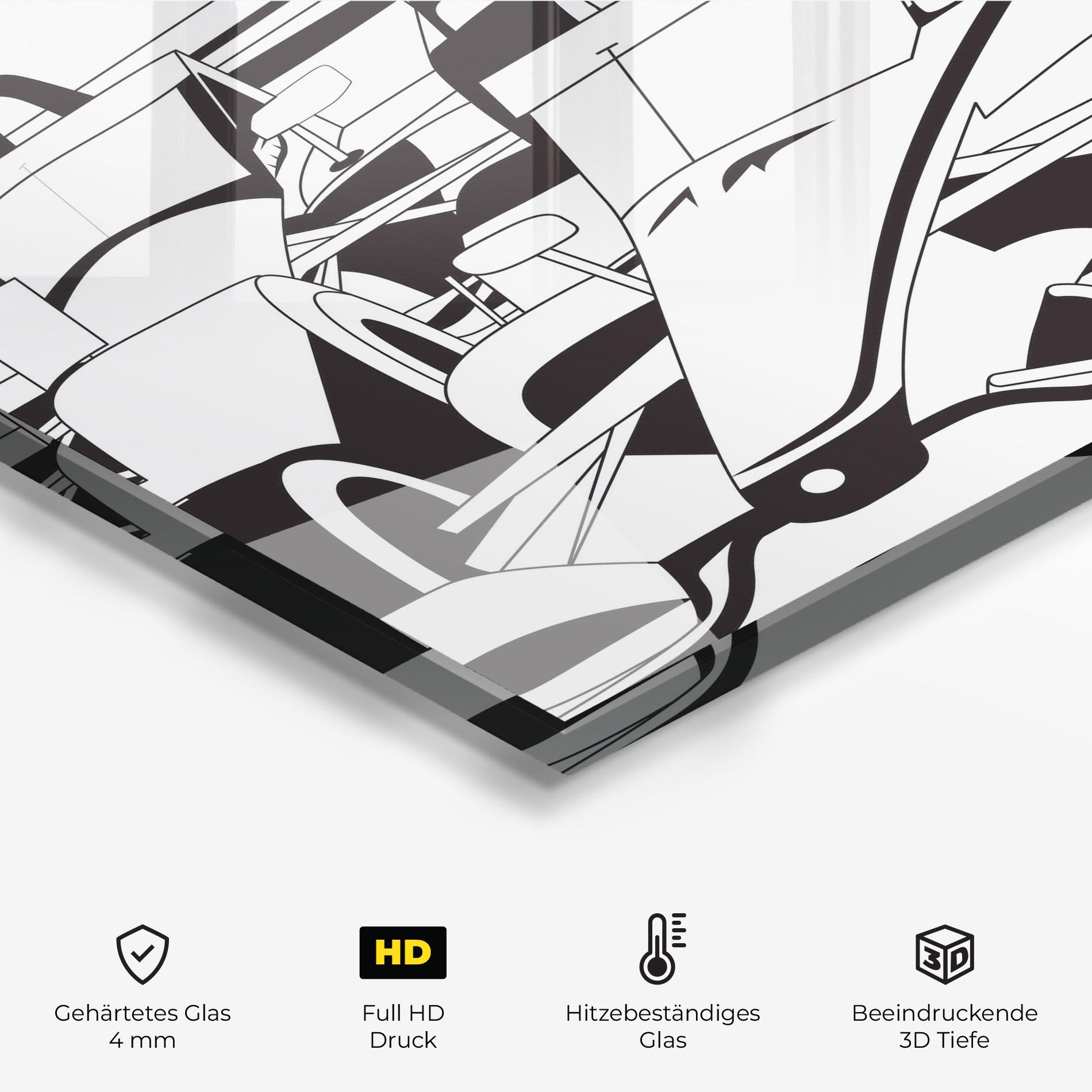 Küchenrückwand Glas Grand Prix Cars mockup 2