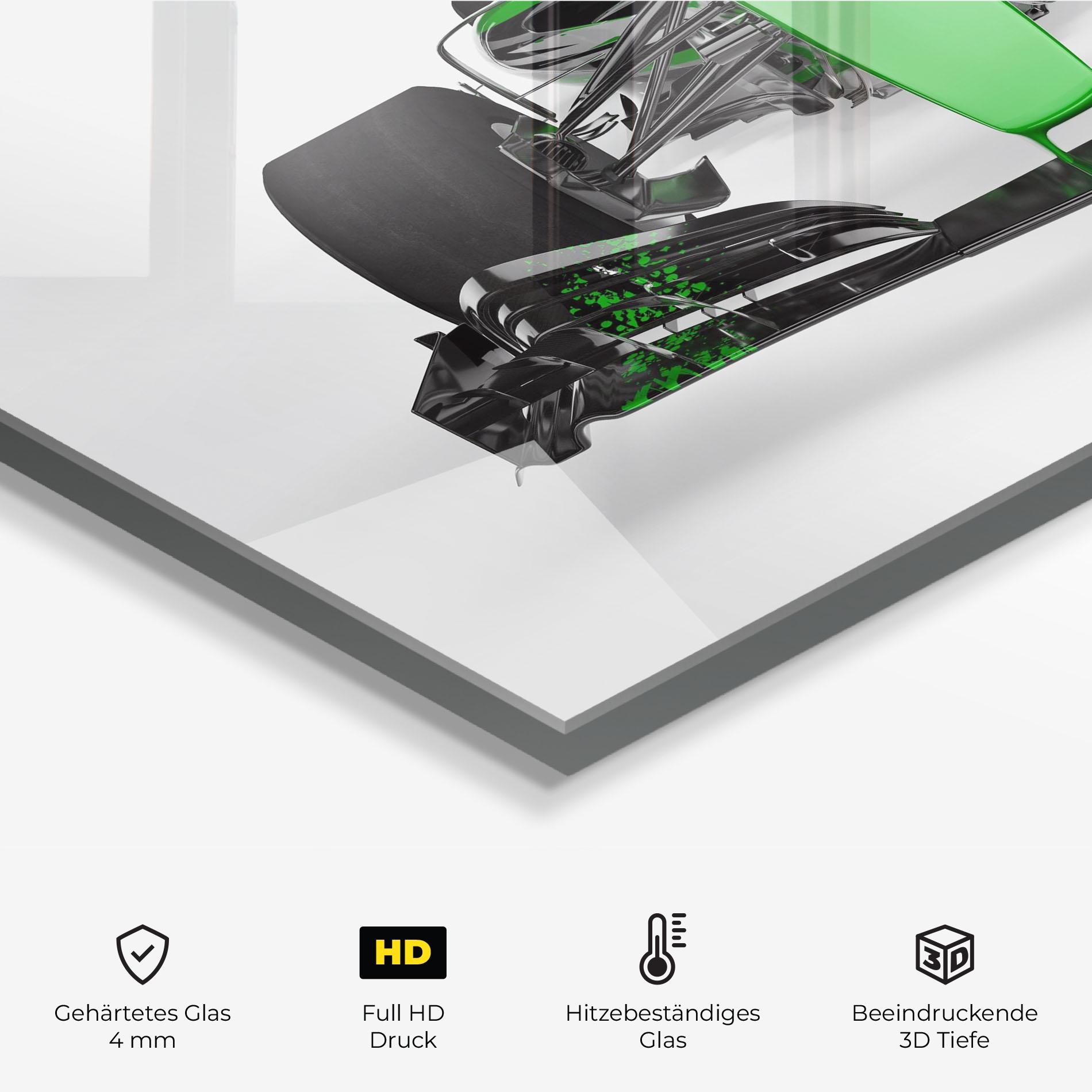 Küchenrückwand Glas Green F1 Car mockup 2