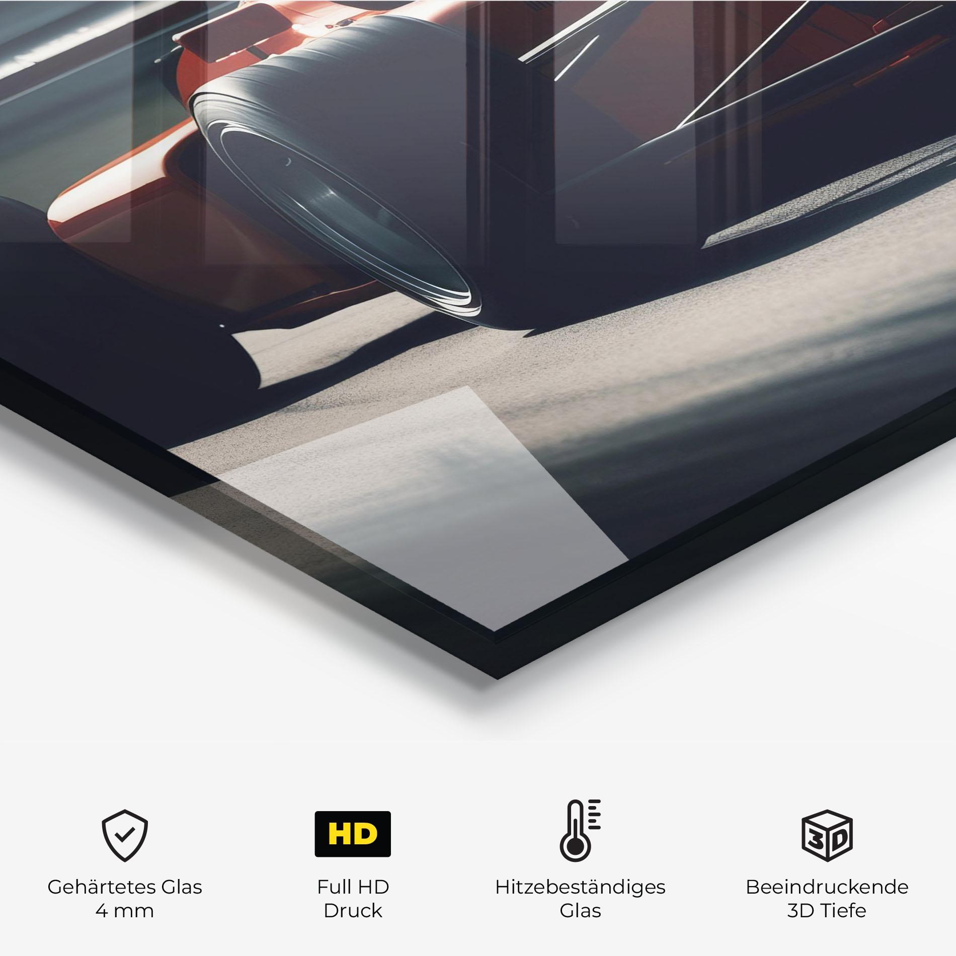 Küchenrückwand Glas Orange Car F1 mockup 2