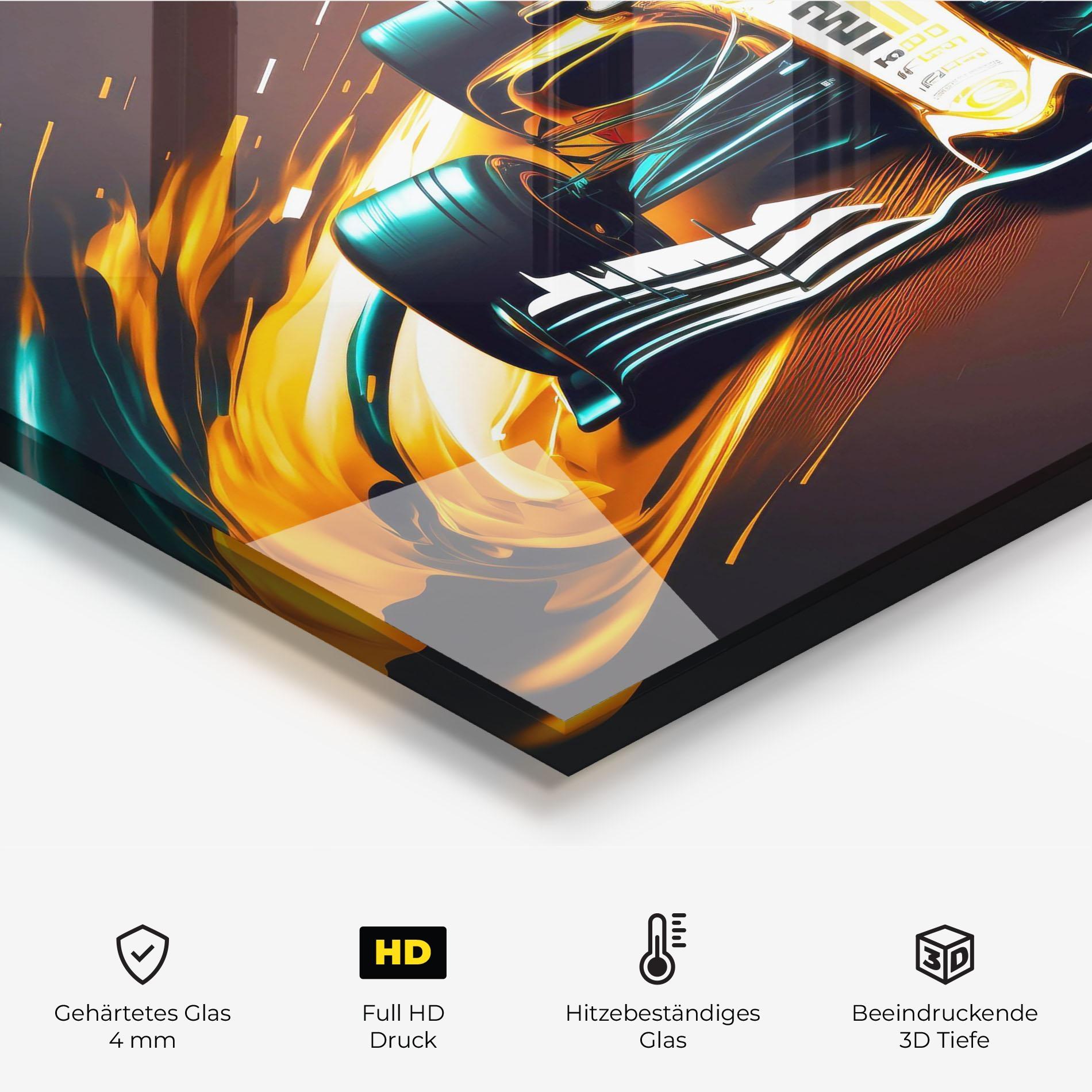 Küchenrückwand Glas Orange Racing Car mockup 2