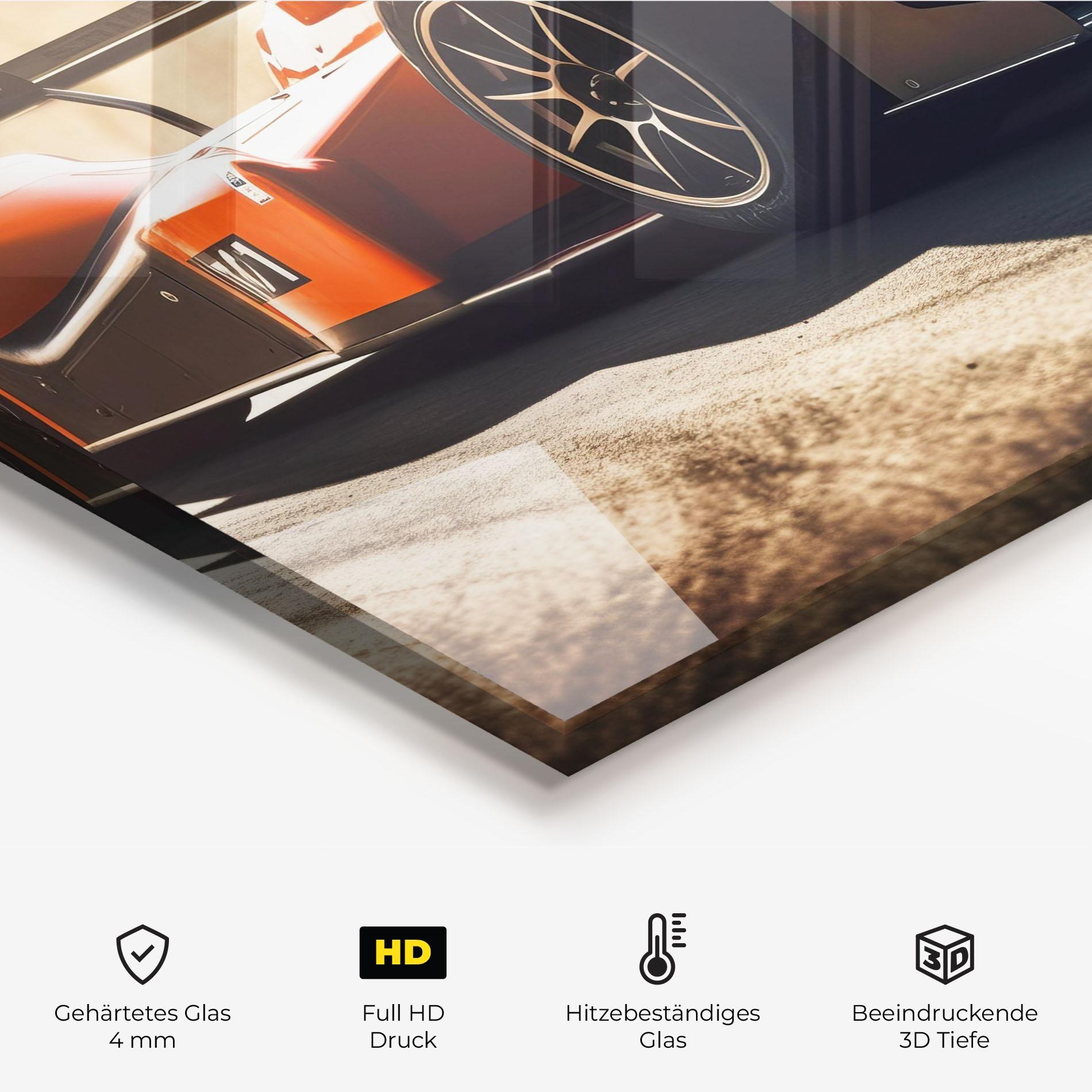 Küchenrückwand Glas Orange Sport F1 mockup 2