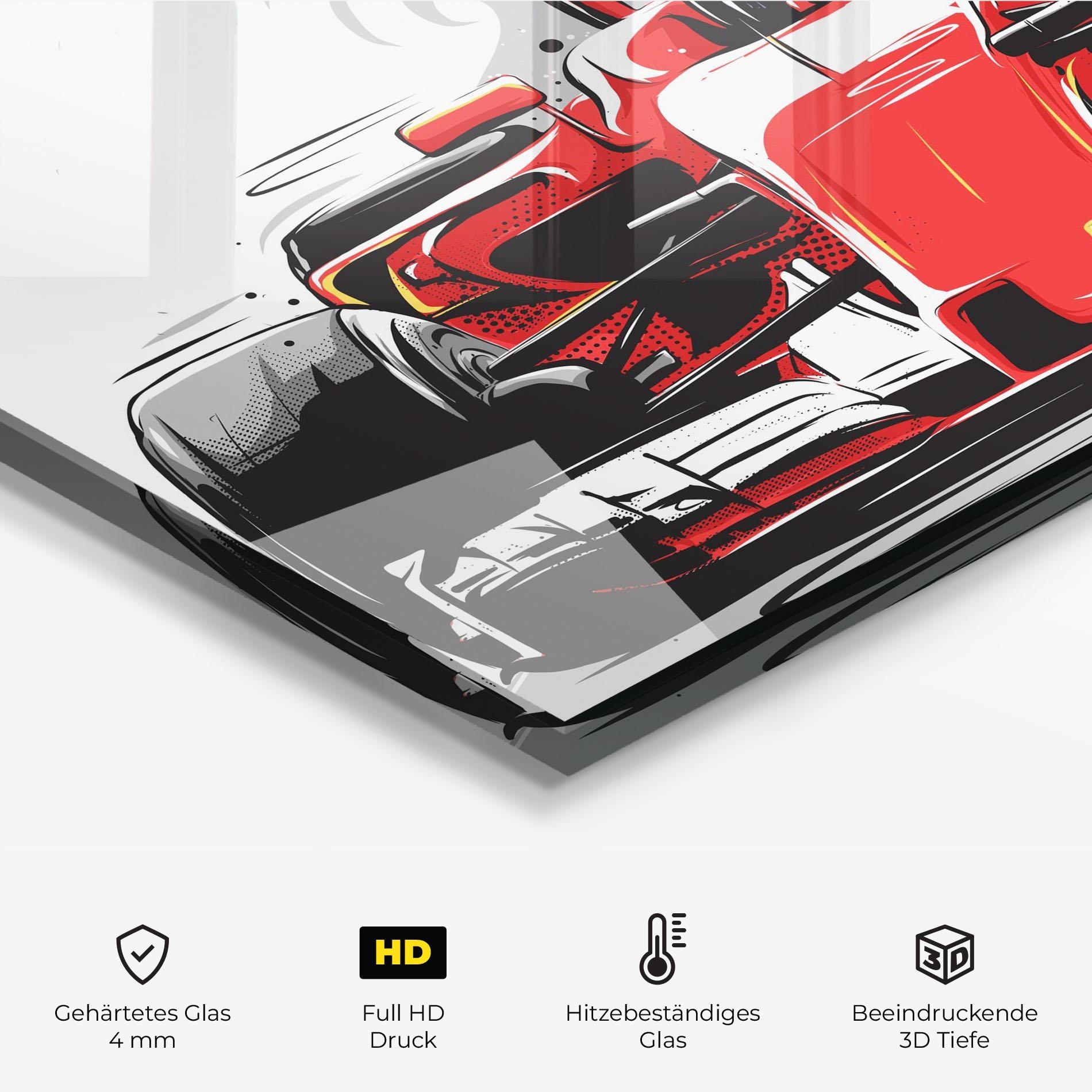 Küchenrückwand Glas Red F1 Car Art mockup 2