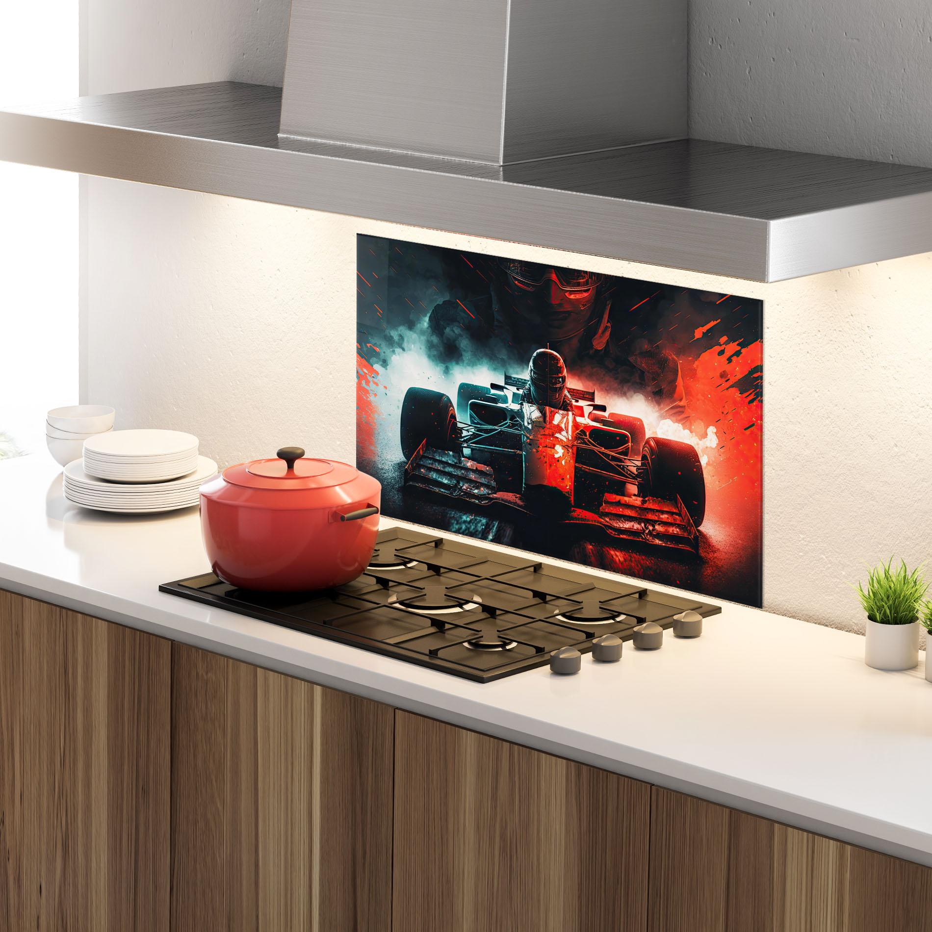Küchenrückwand Glas Blue Red F1 mockup 4