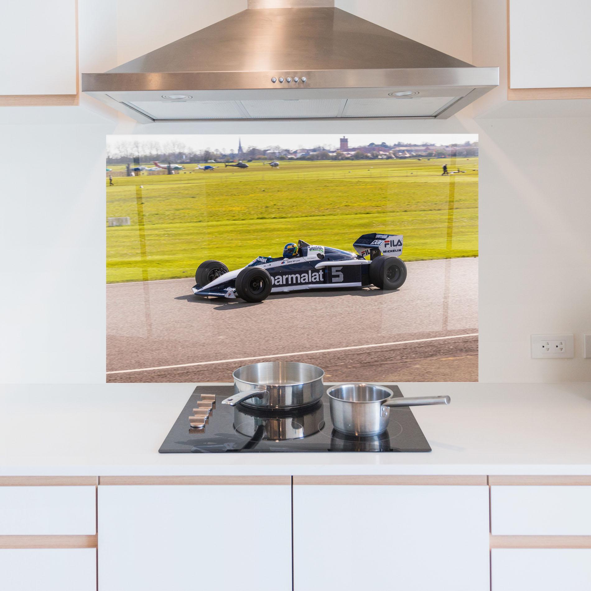 Küchenrückwand Glas Black F1 Car mockup 5
