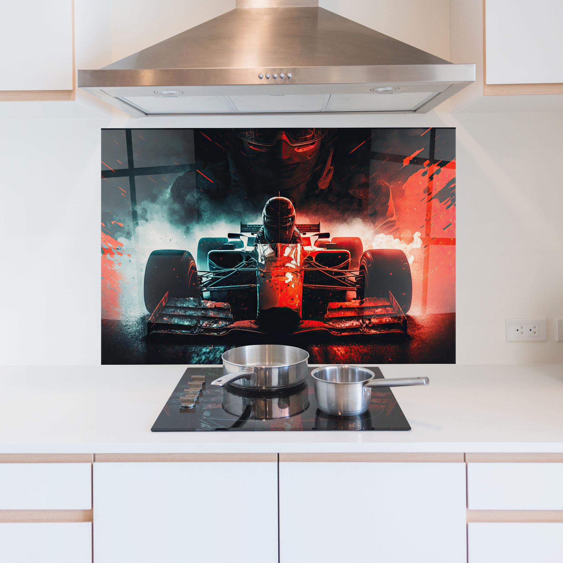 Küchenrückwand Glas Blue Red F1 mockup 5