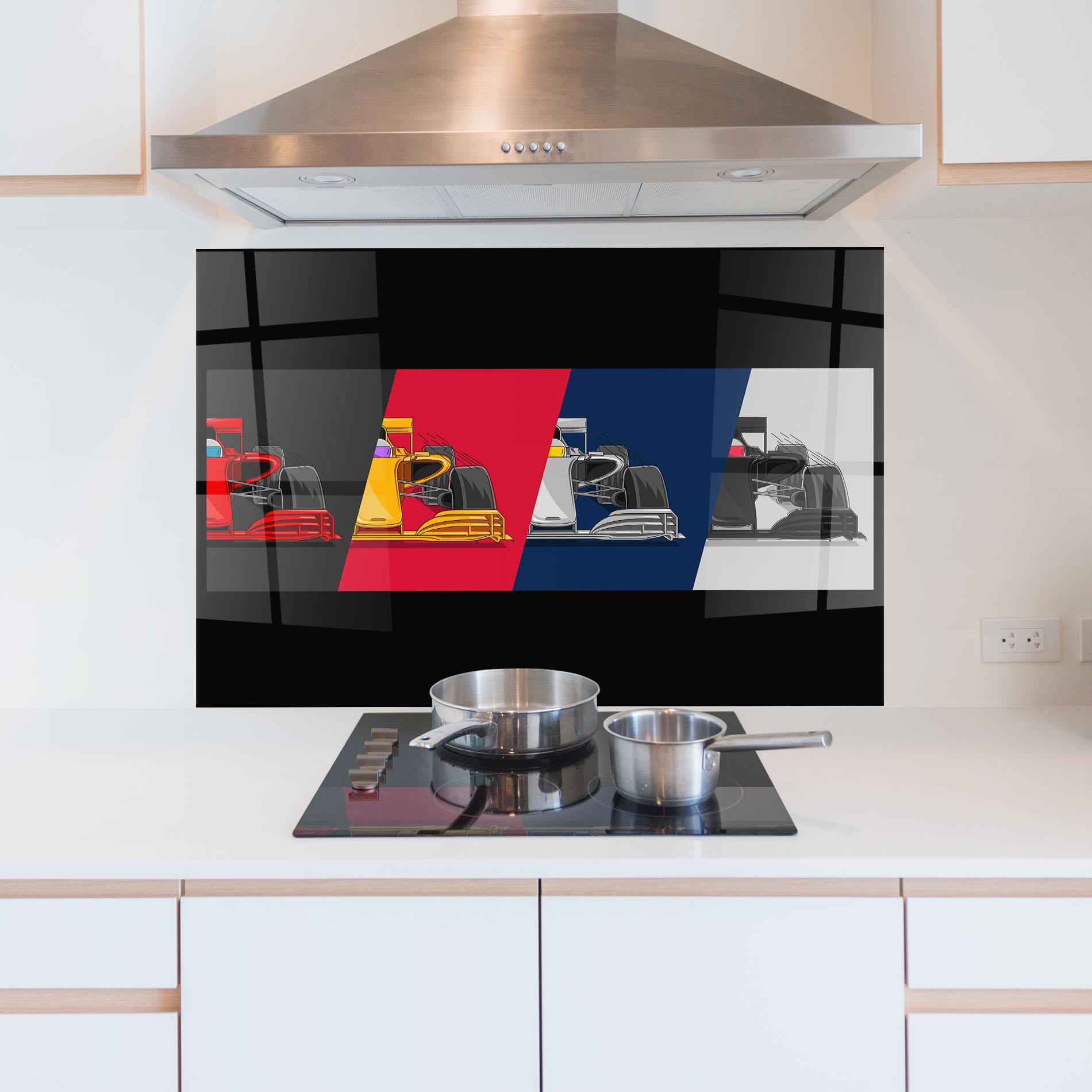 Küchenrückwand Glas F1 Cars mockup 5