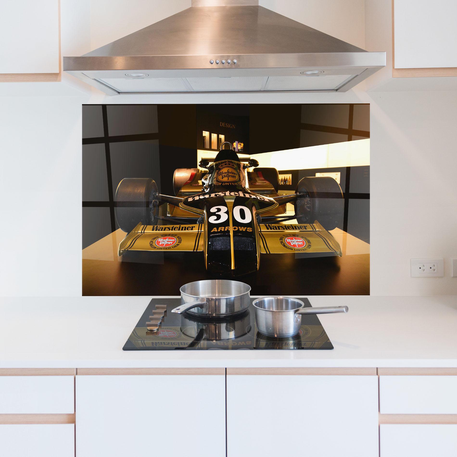 Küchenrückwand Glas Formula 1 Car Color mockup 5
