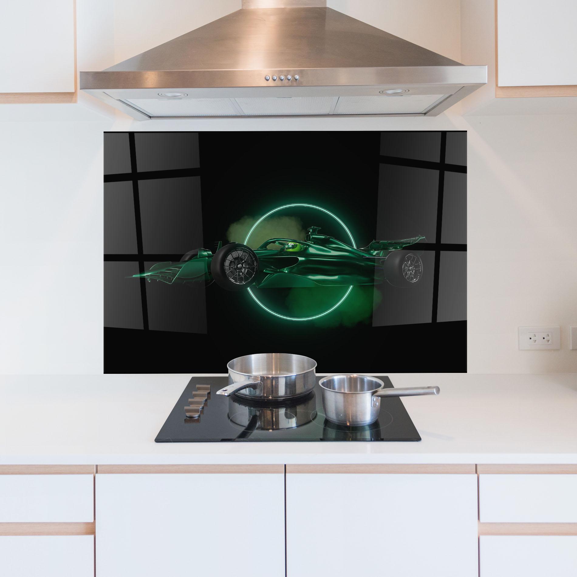 Küchenrückwand Glas Green Racing Car mockup 5