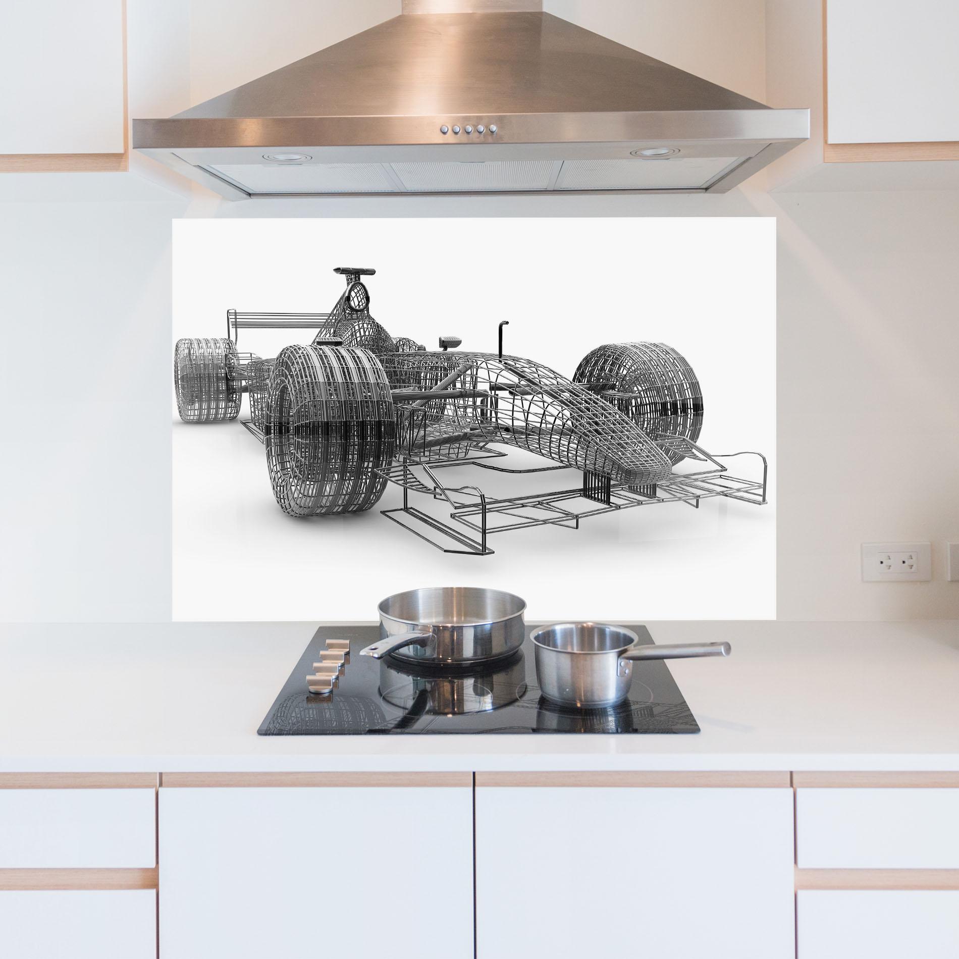 Küchenrückwand Glas Wireframe F1 Car mockup 5