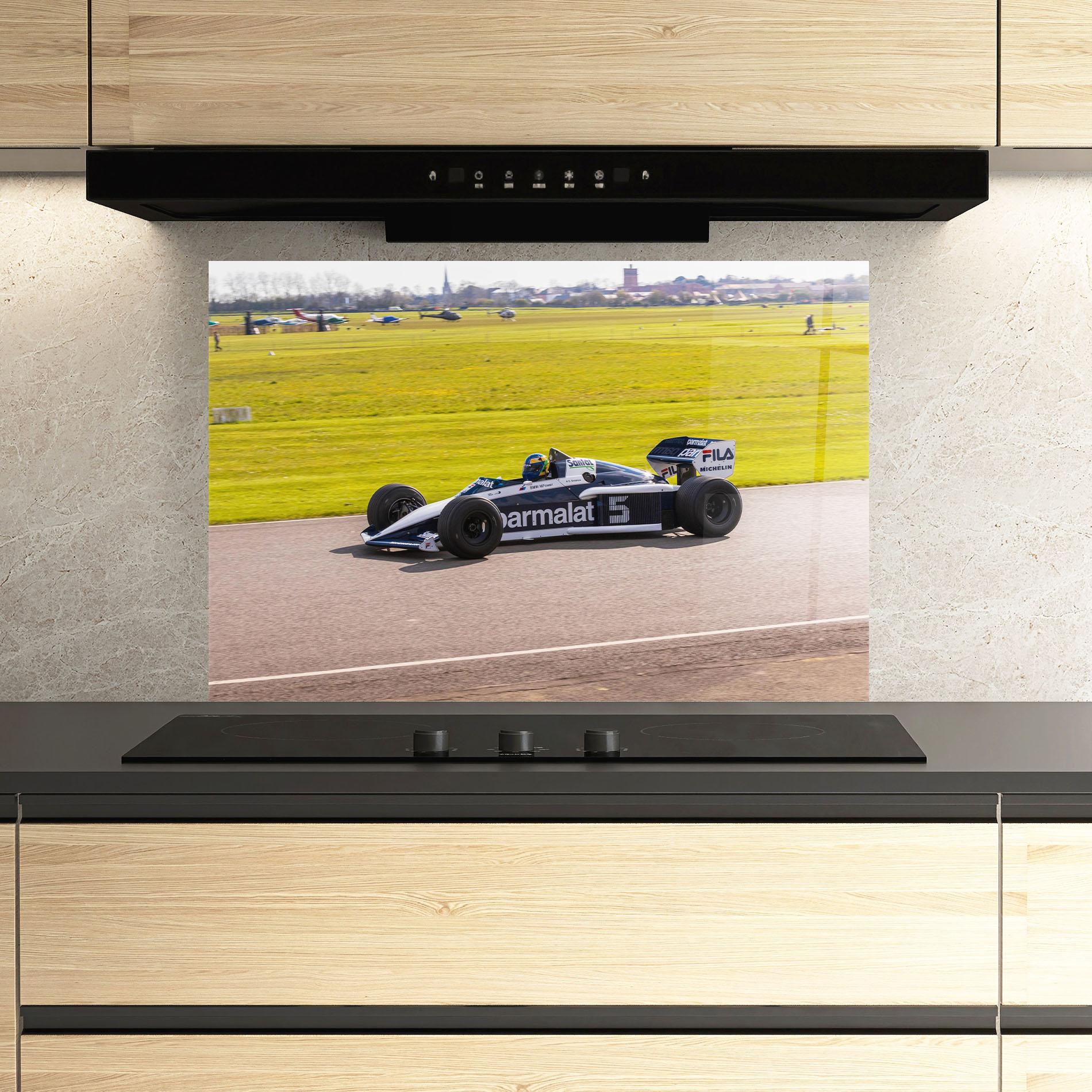 Küchenrückwand Glas Black F1 Car mockup 3