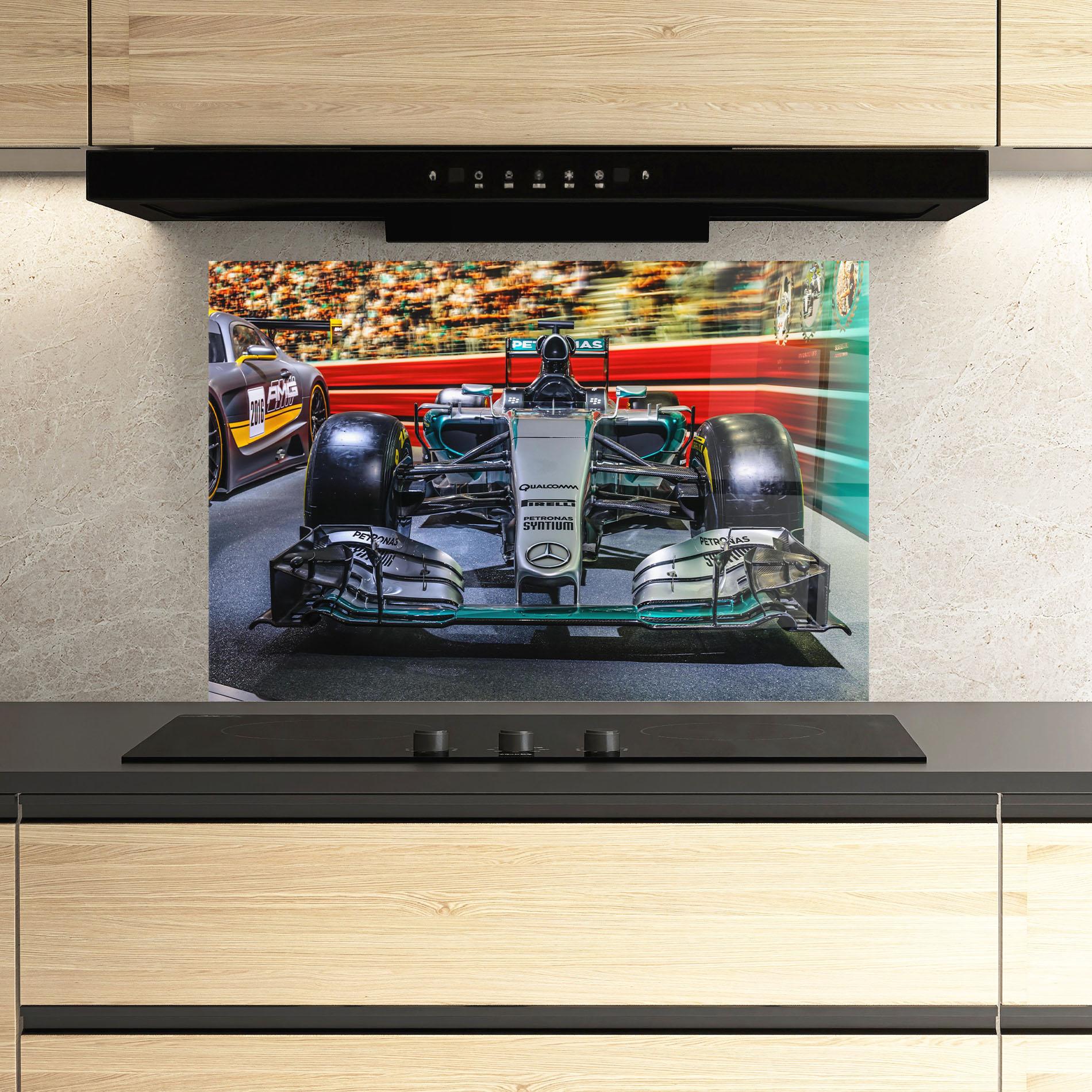 Küchenrückwand Glas Black Green F1 mockup 3