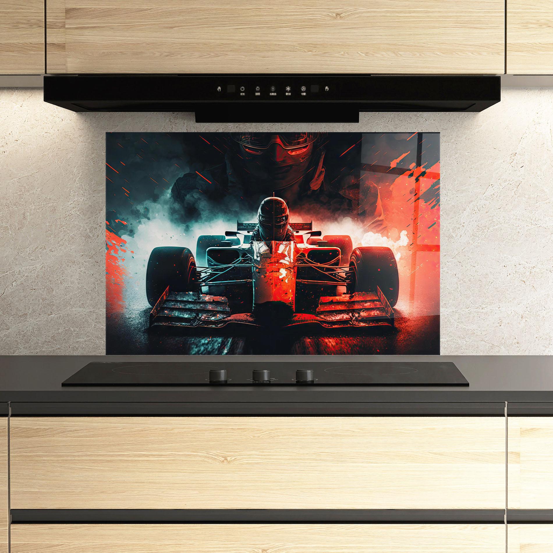 Küchenrückwand Glas Blue Red F1 mockup 3