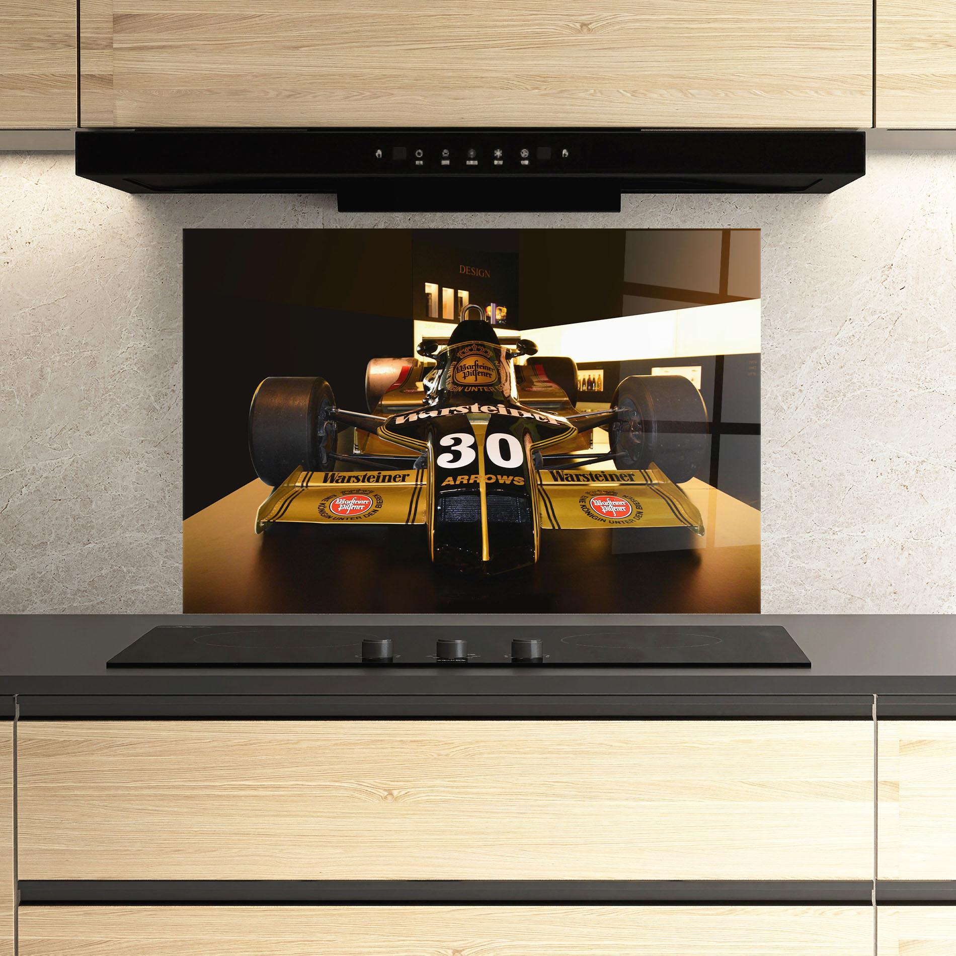 Küchenrückwand Glas Formula 1 Car Color mockup 3