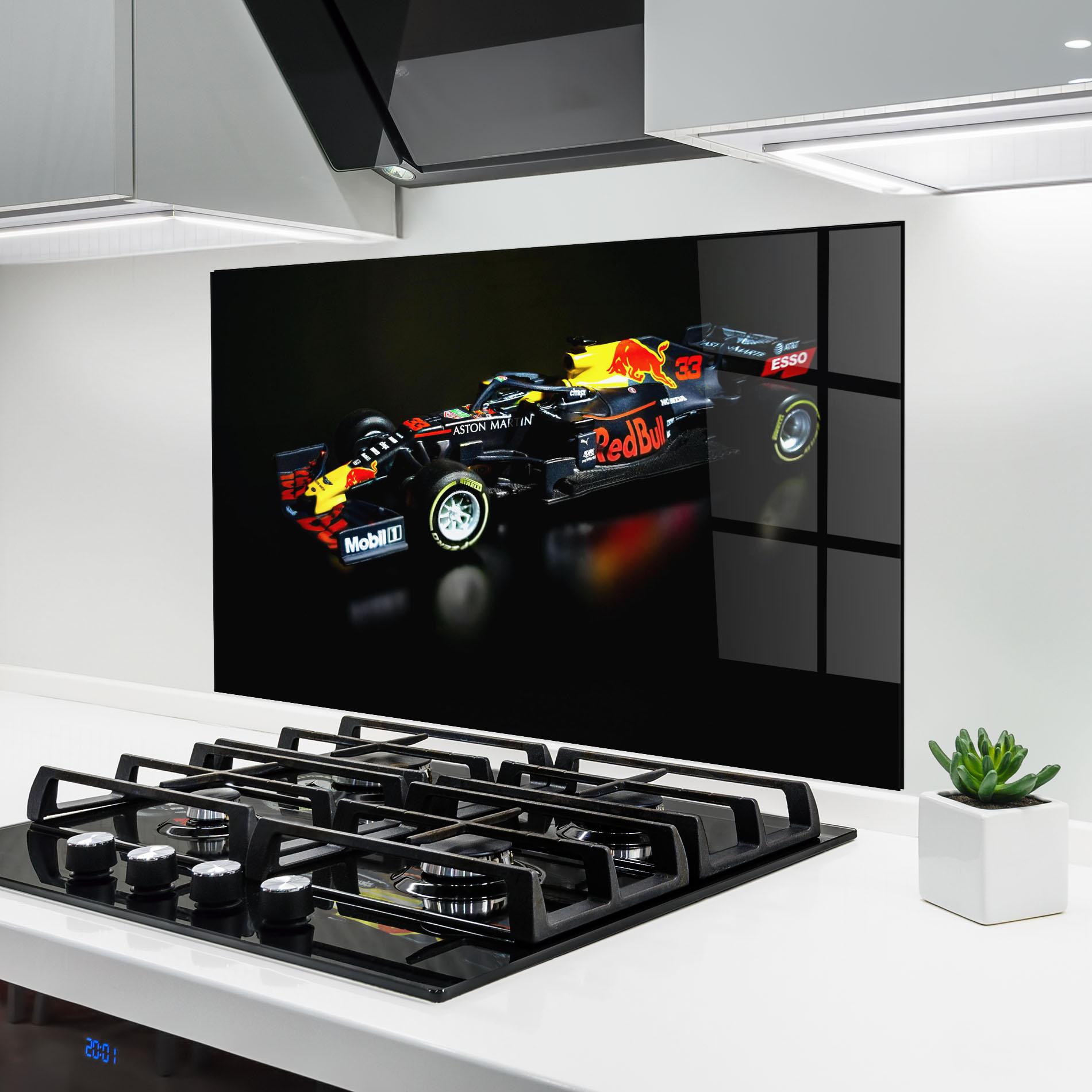 Küchenrückwand Glas Black Yellow F1 mockup 6