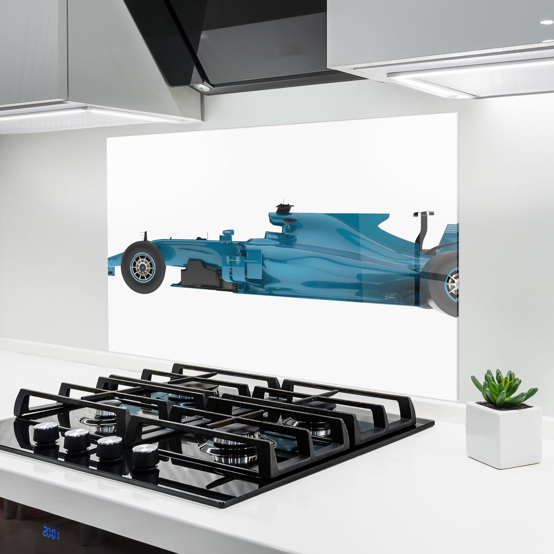 Küchenrückwand Glas Blue F1 Toy mockup 6