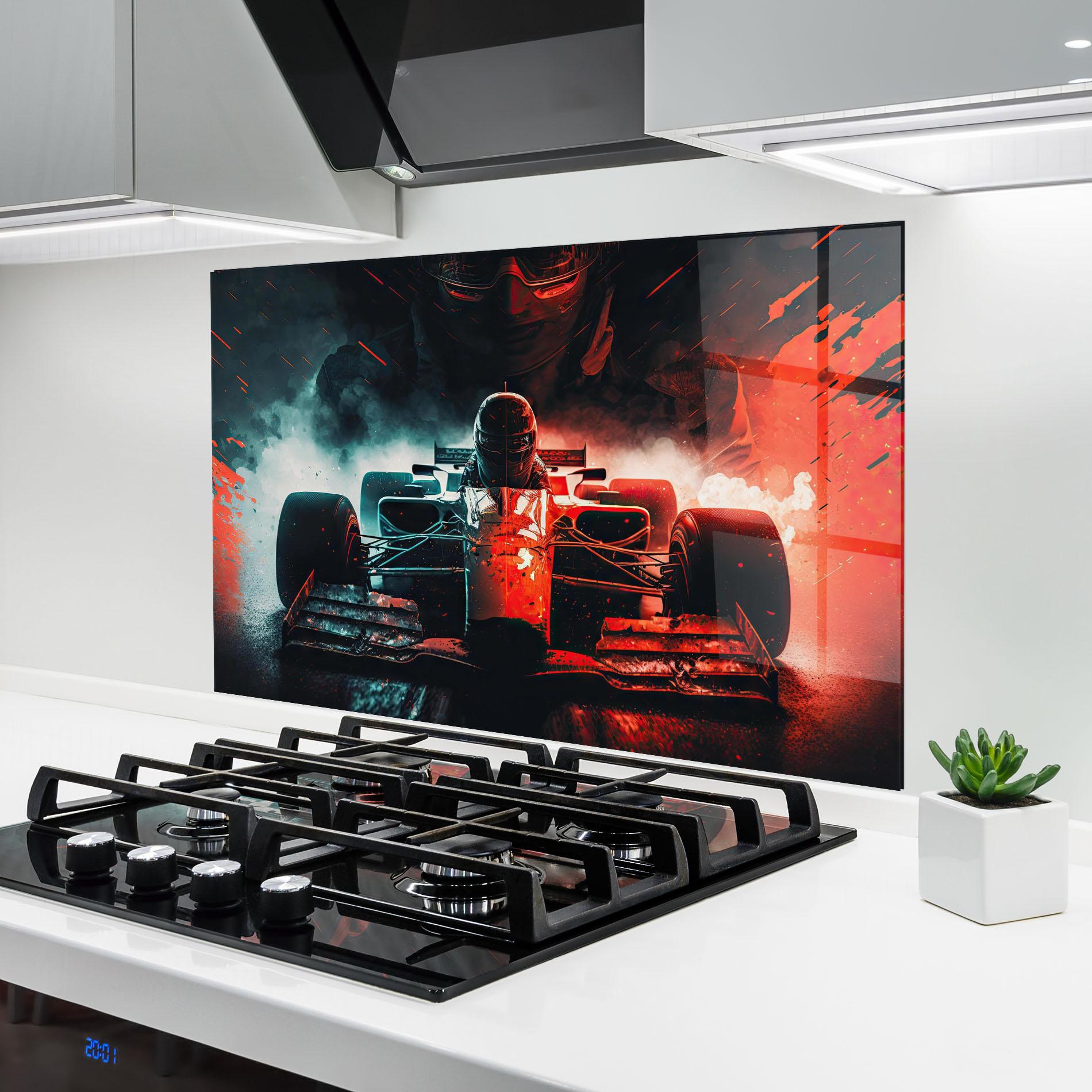 Küchenrückwand Glas Blue Red F1 mockup 6