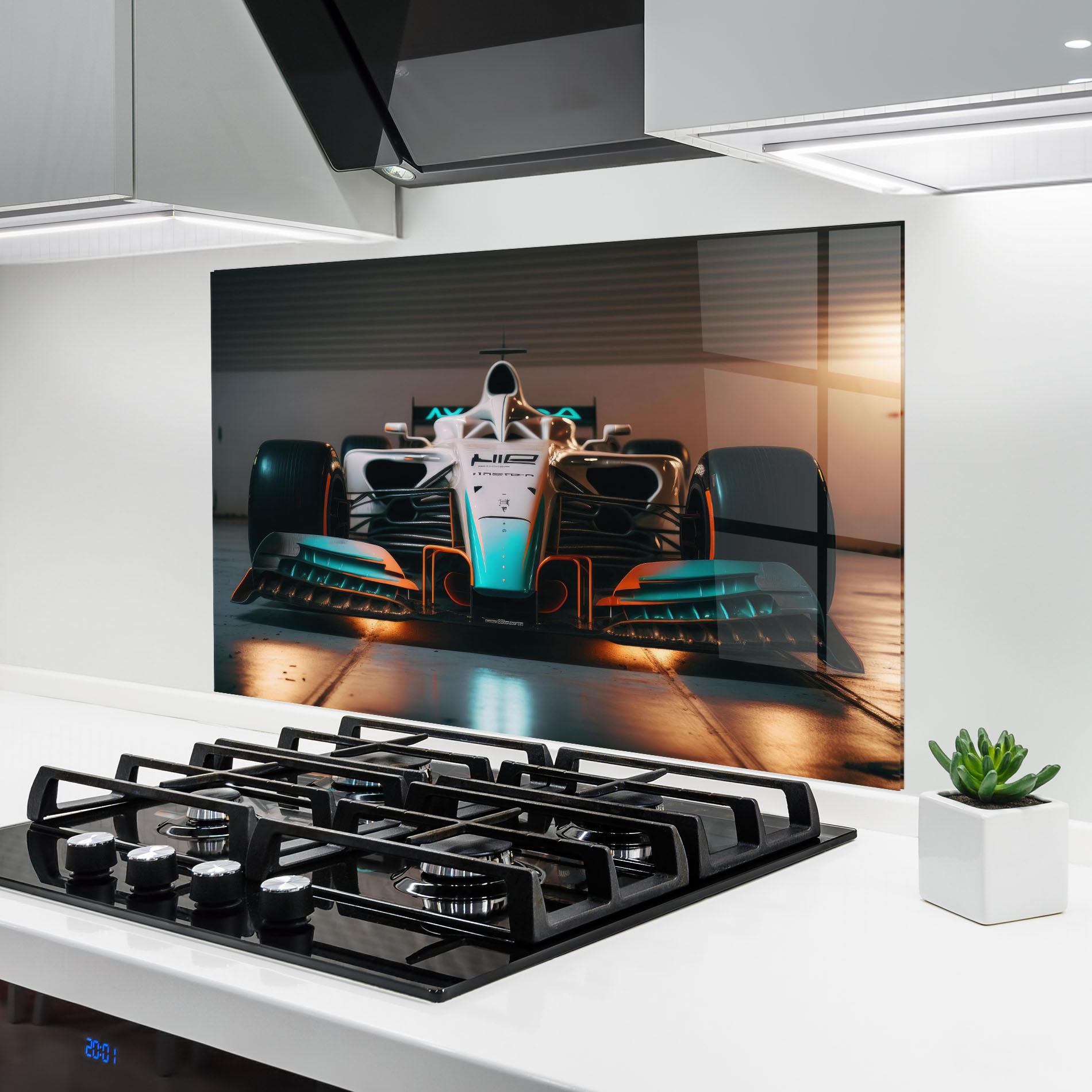 Küchenrückwand Glas Blue White F1 mockup 6