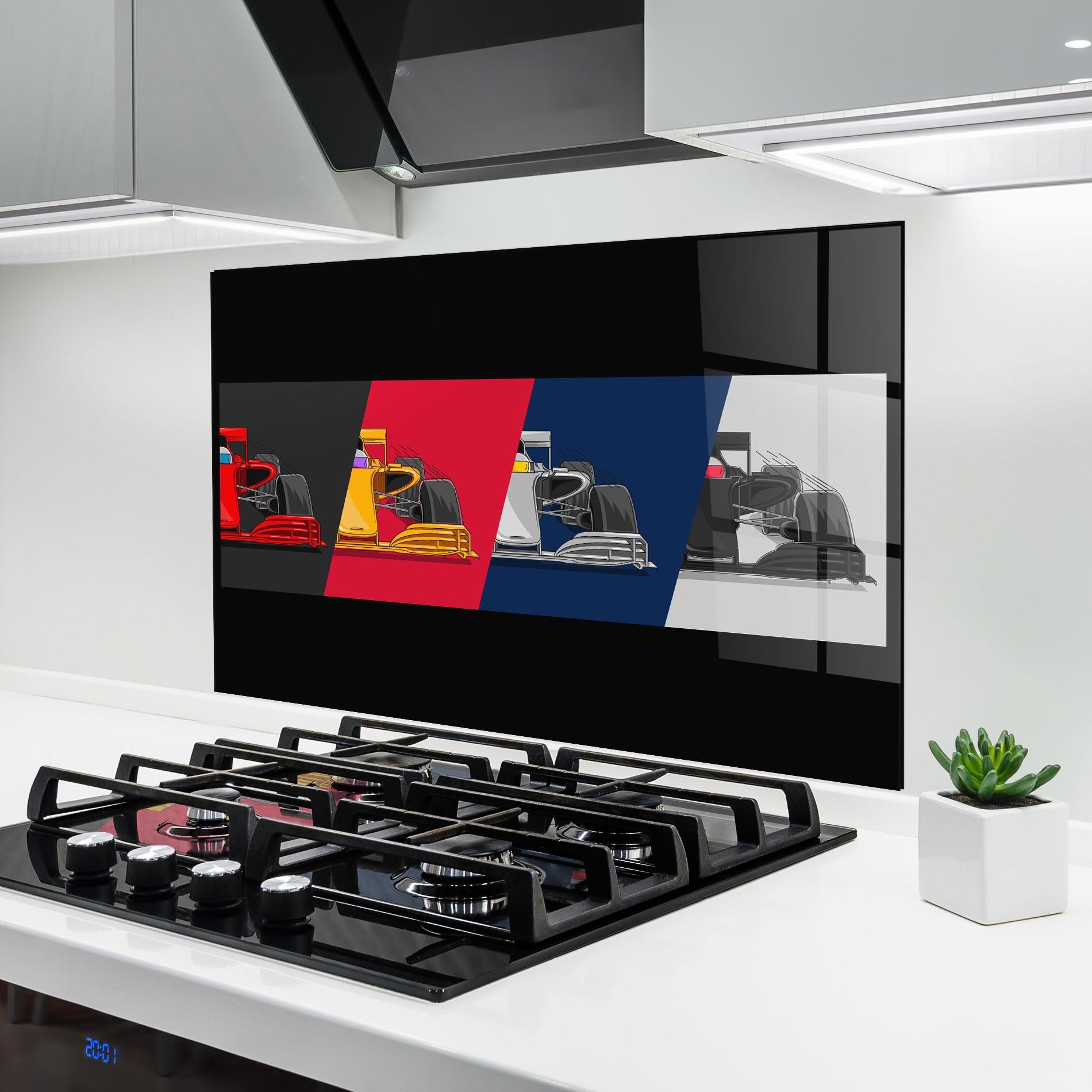 Küchenrückwand Glas F1 Cars mockup 6